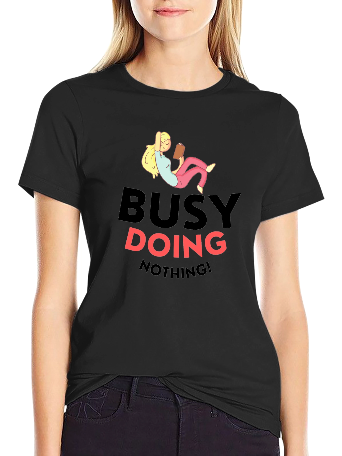 Busy Doing Nothing T-Shirt - Relaxed Fit Black Tee