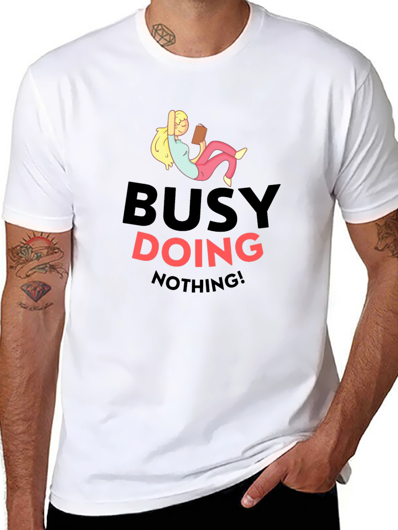 Busy Doing Nothing T-Shirt - Relaxed Fit Black Tee