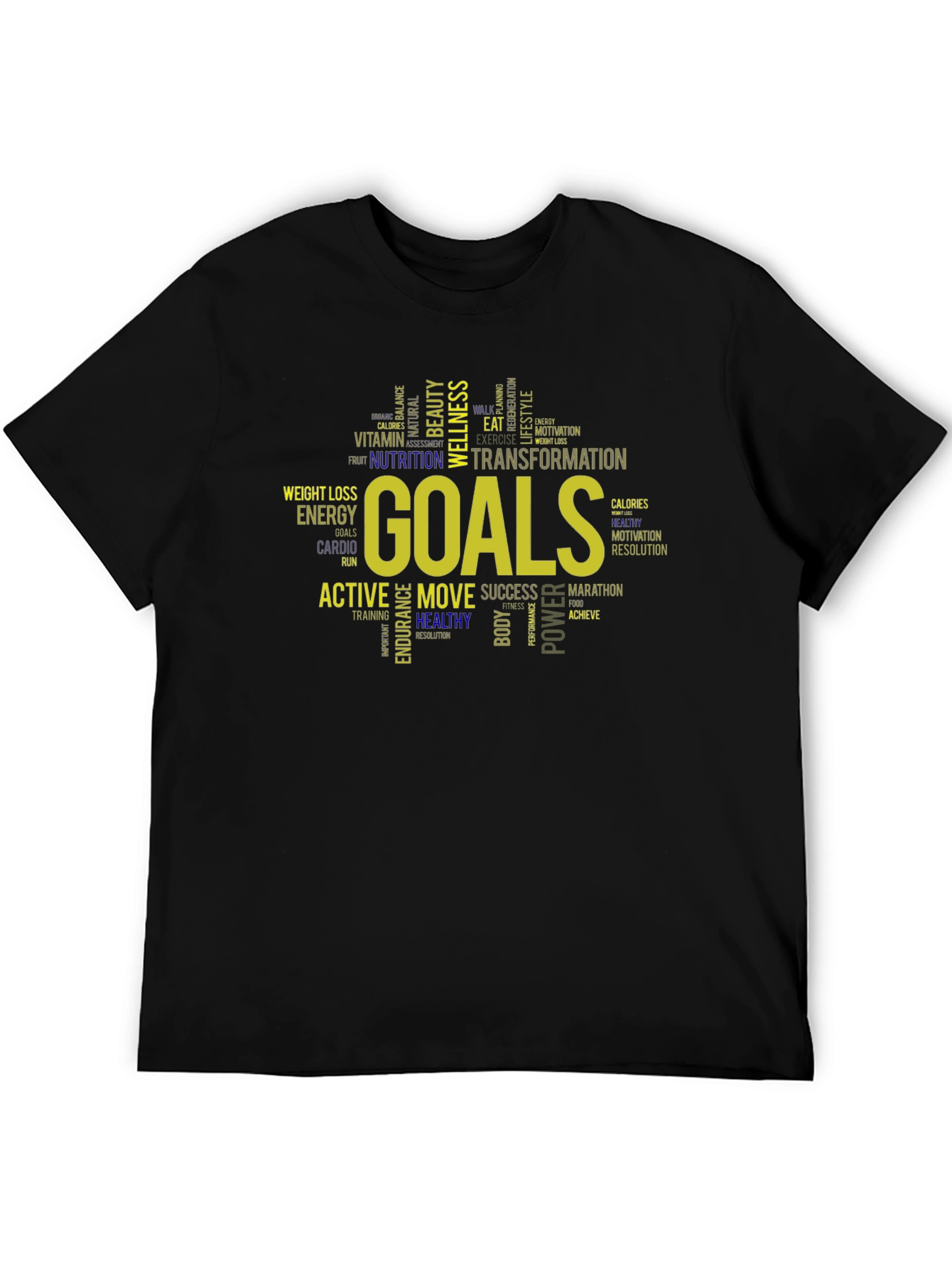 Goals Word Art Graphic T-Shirt Motivation Fitness Tee