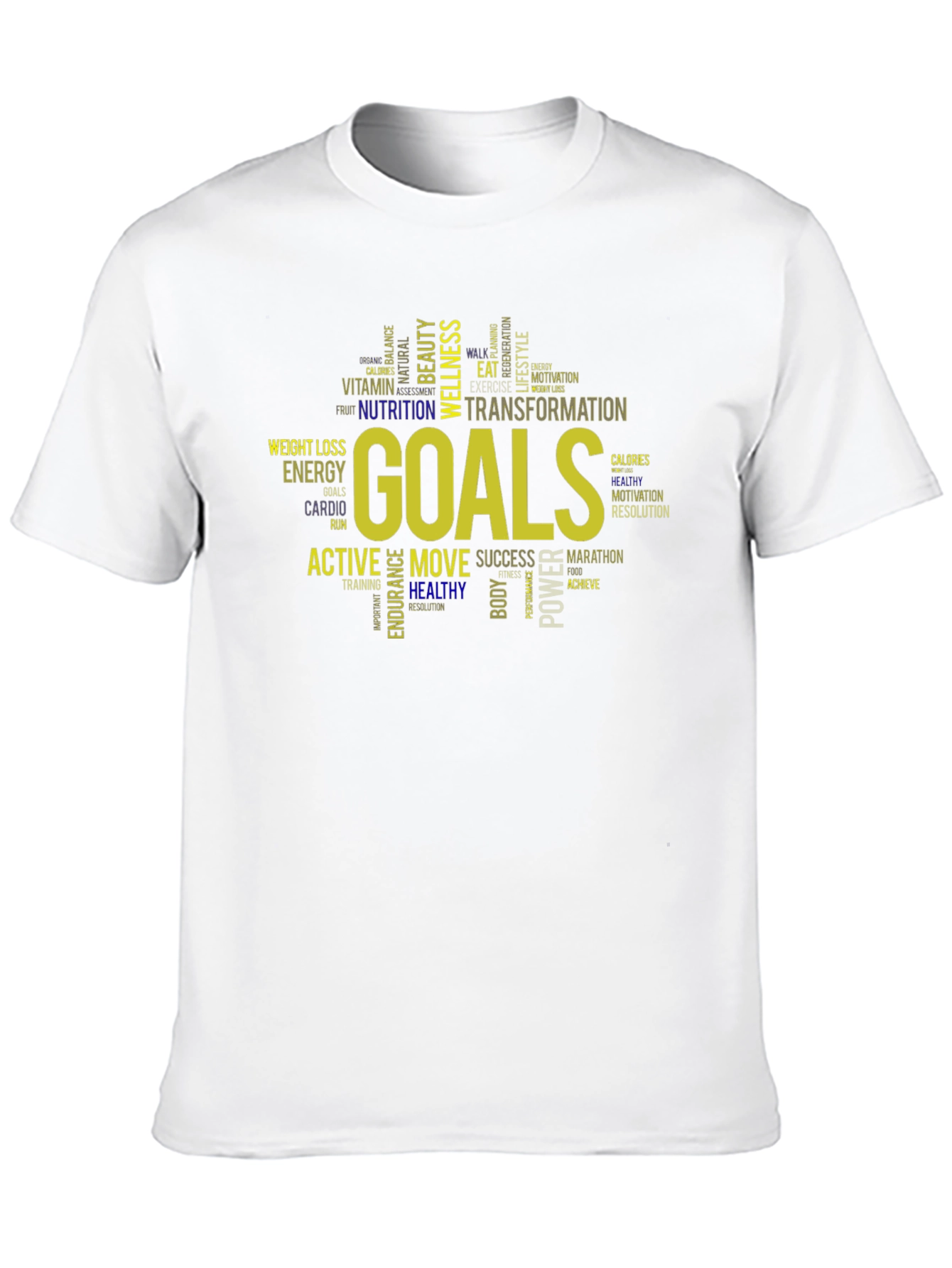 Goals Word Art Graphic T-Shirt Motivation Fitness Tee