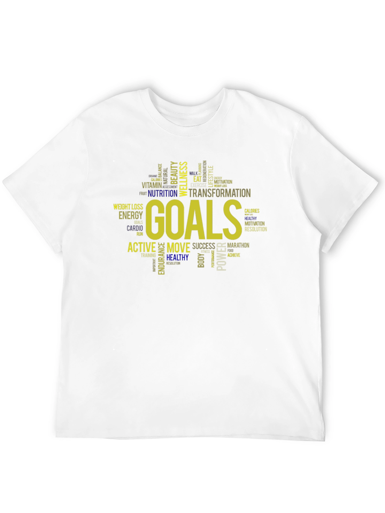 Goals Word Art Graphic T-Shirt Motivation Fitness Tee