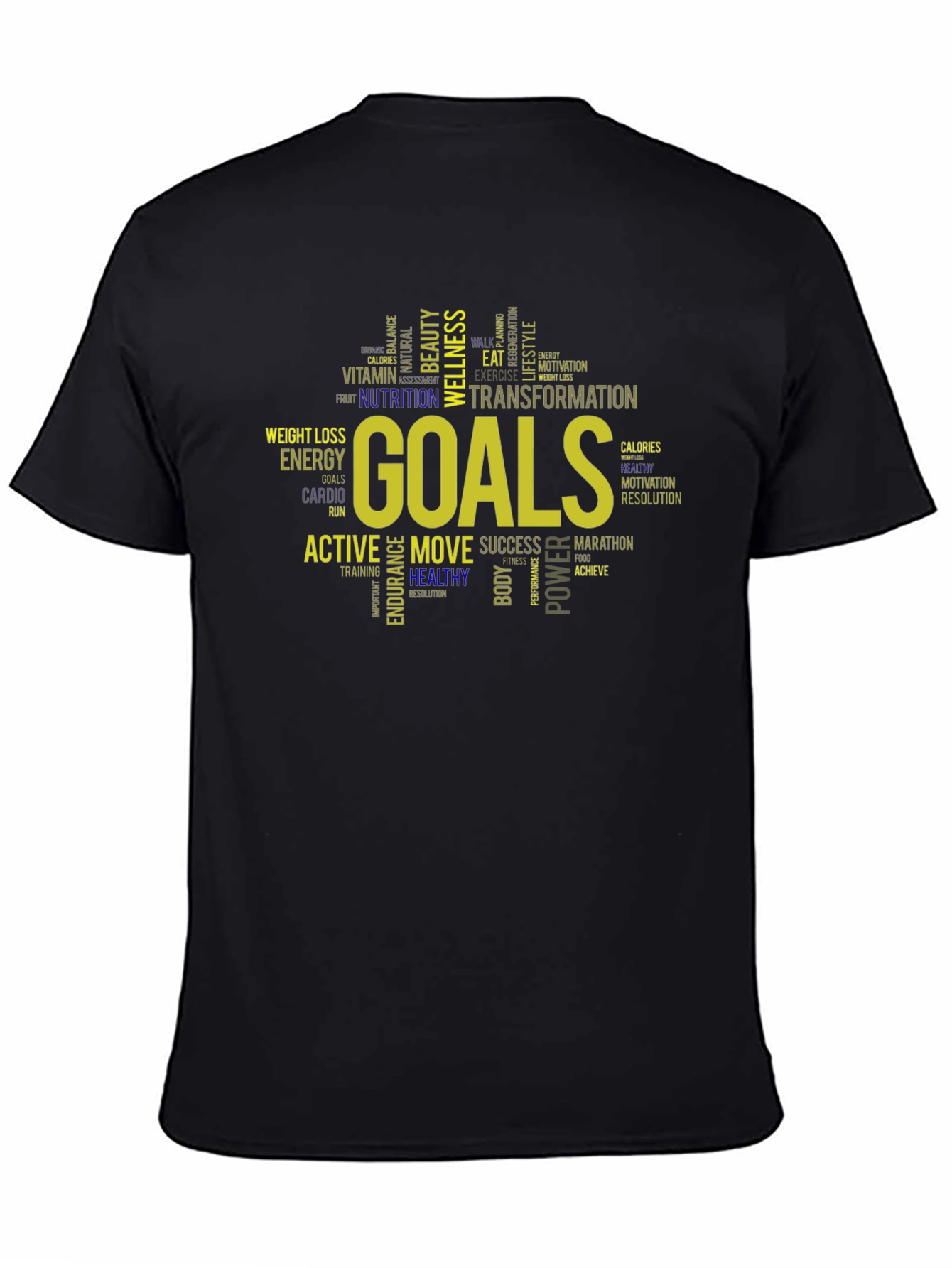 Goals Word Art Graphic T-Shirt Motivation Fitness Tee
