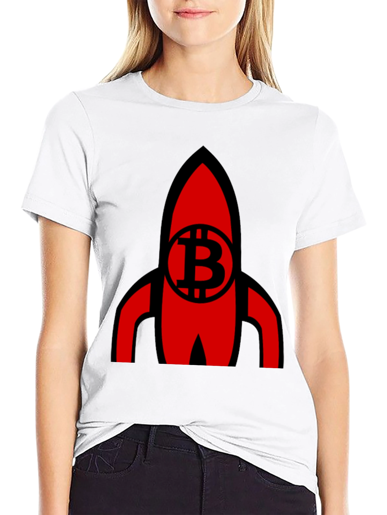 Bitcoin Rocket Graphic Tee - Crypto Enthusiast Shirt