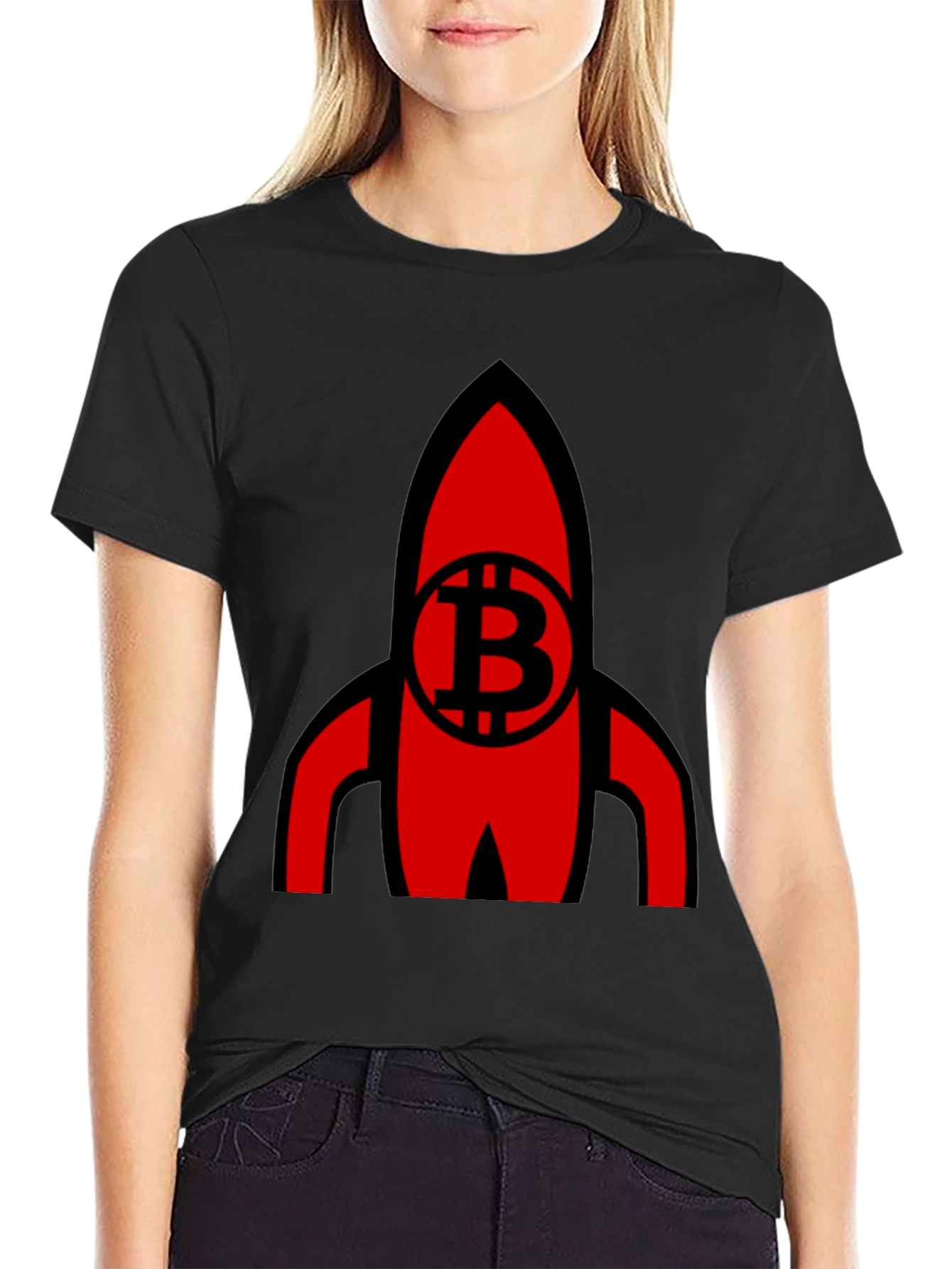 Bitcoin Rocket Graphic Tee - Crypto Enthusiast Shirt