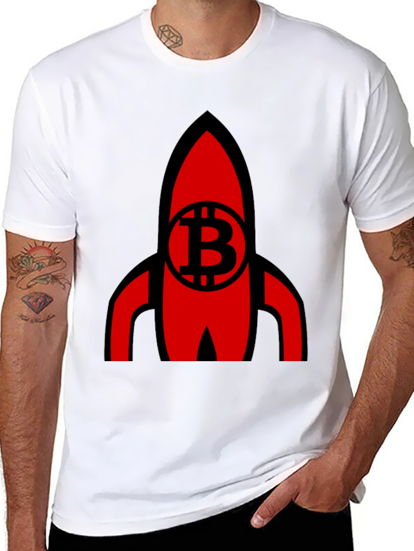 Bitcoin Rocket Graphic Tee - Crypto Enthusiast Shirt