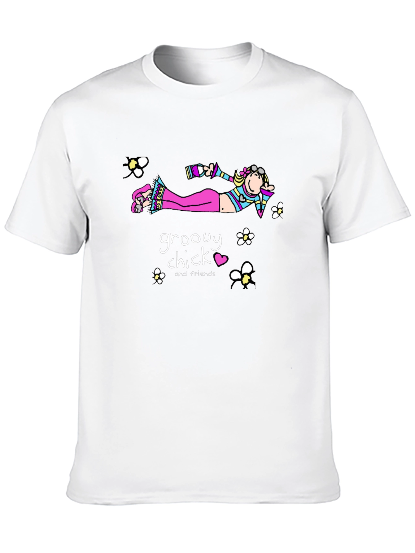 Groovy Chick T-Shirt - Relaxed Fit Black Cotton