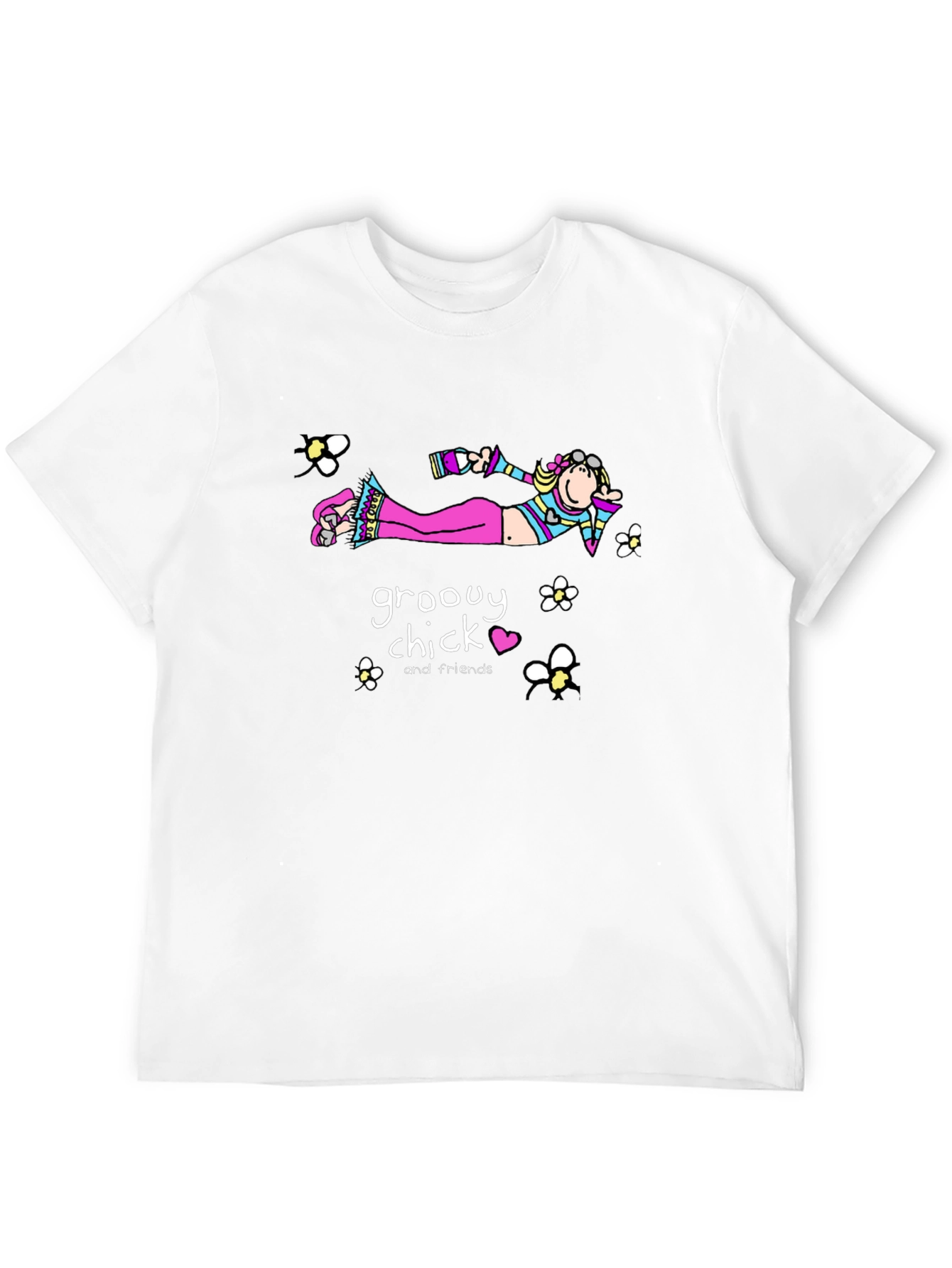 Groovy Chick T-Shirt - Relaxed Fit Black Cotton