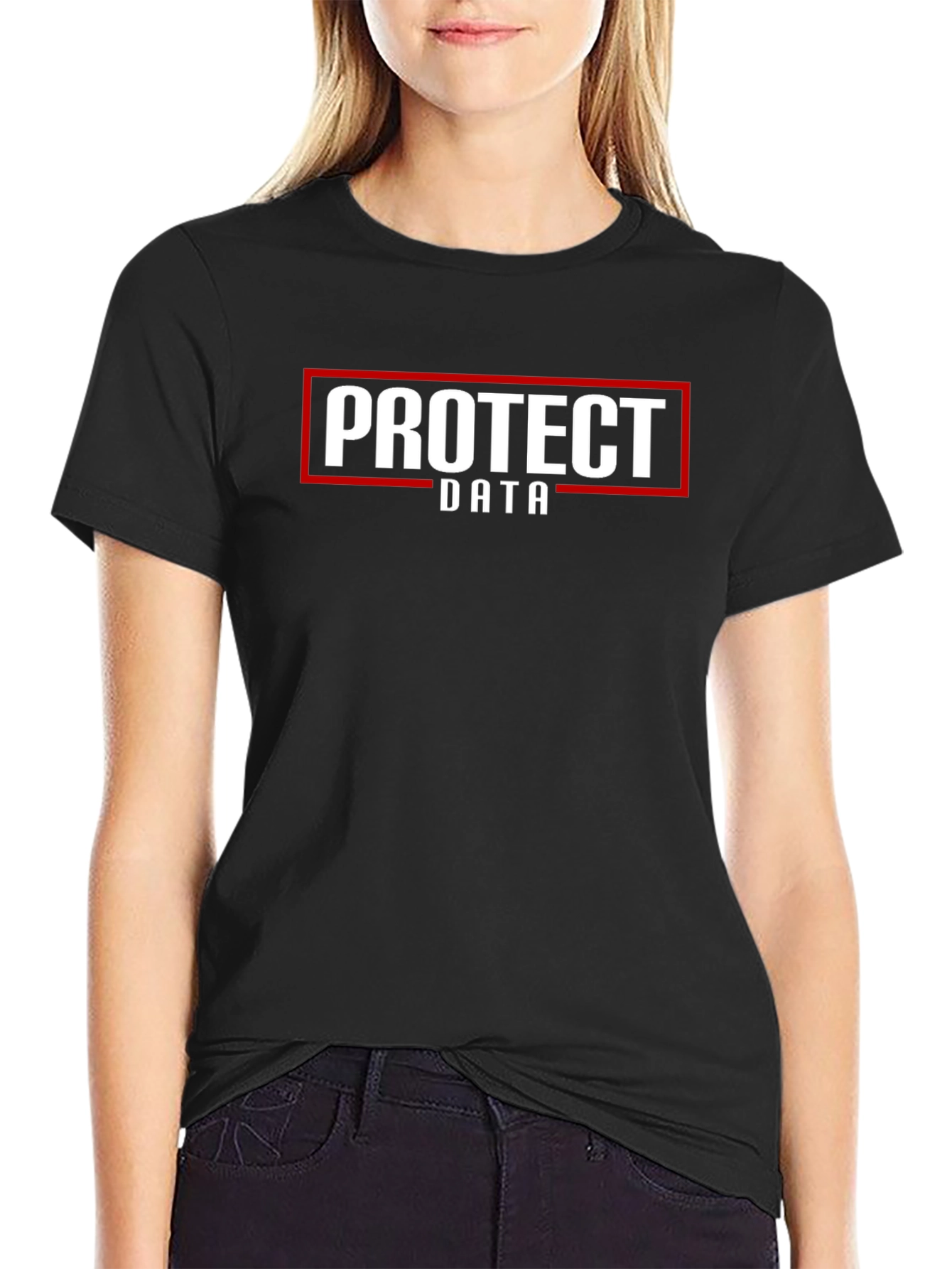Protect Data Black Cotton T-Shirt