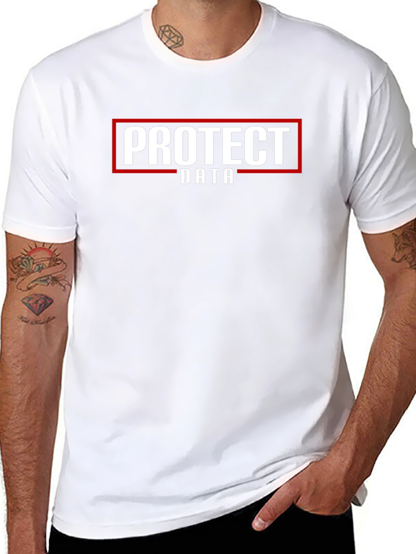 Protect Data Black Cotton T-Shirt