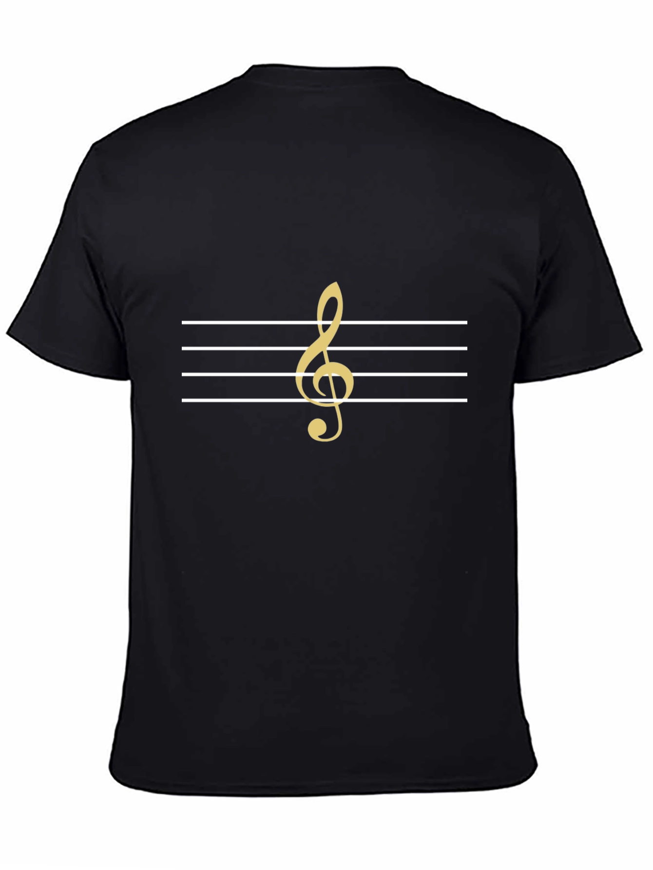 Musical Clef T-Shirt - Gold Treble Clef on Black