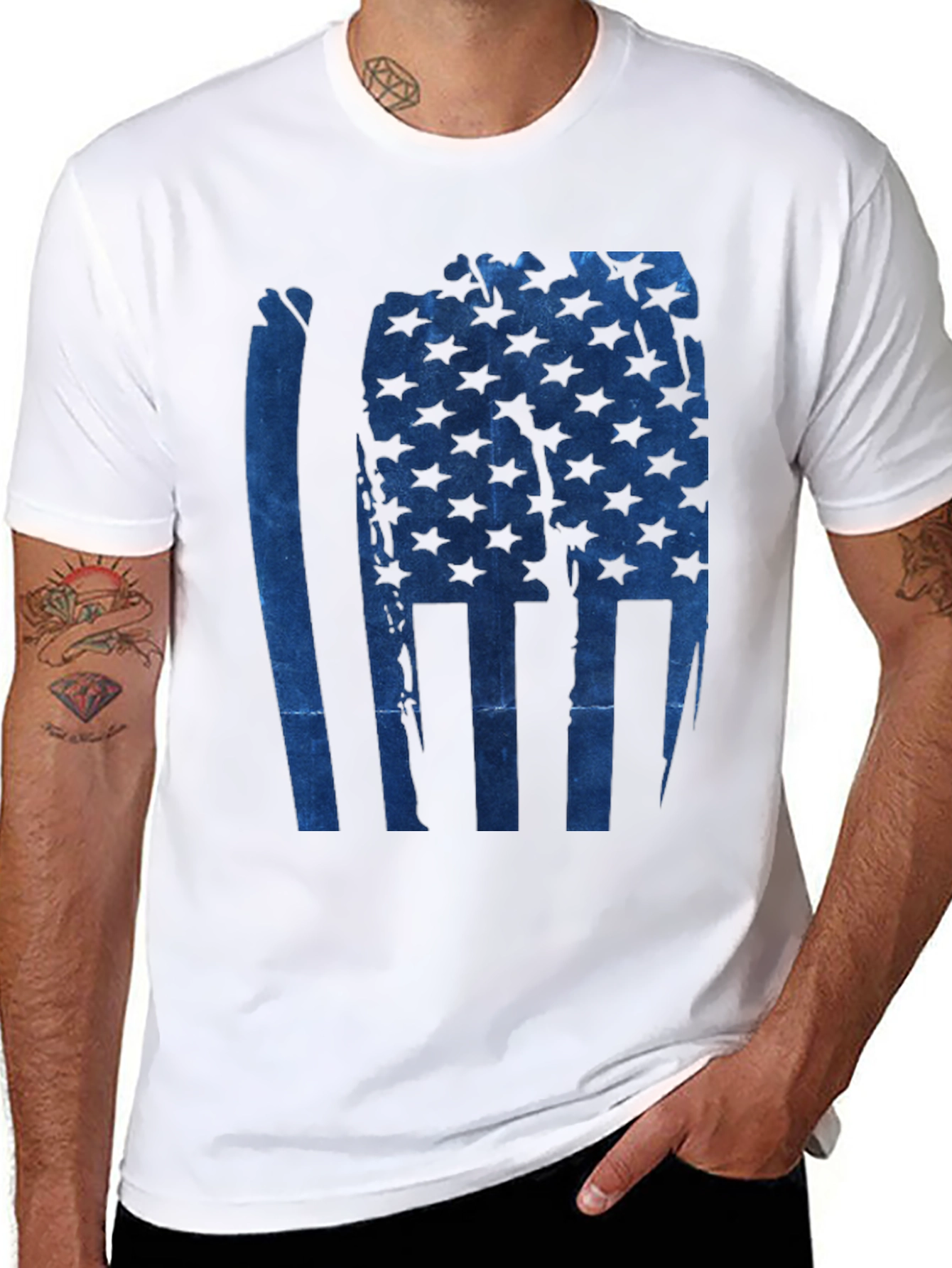American Flag Graphic Print Mens T-Shirt