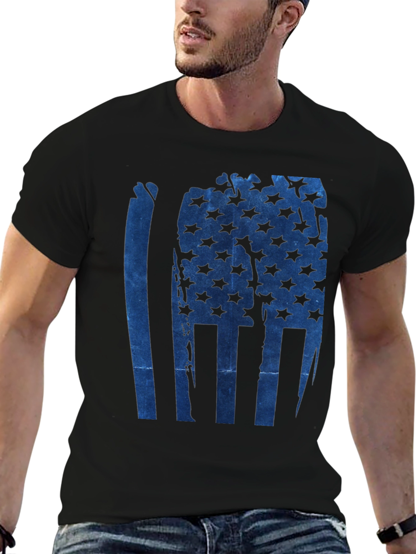 American Flag Graphic Print Mens T-Shirt