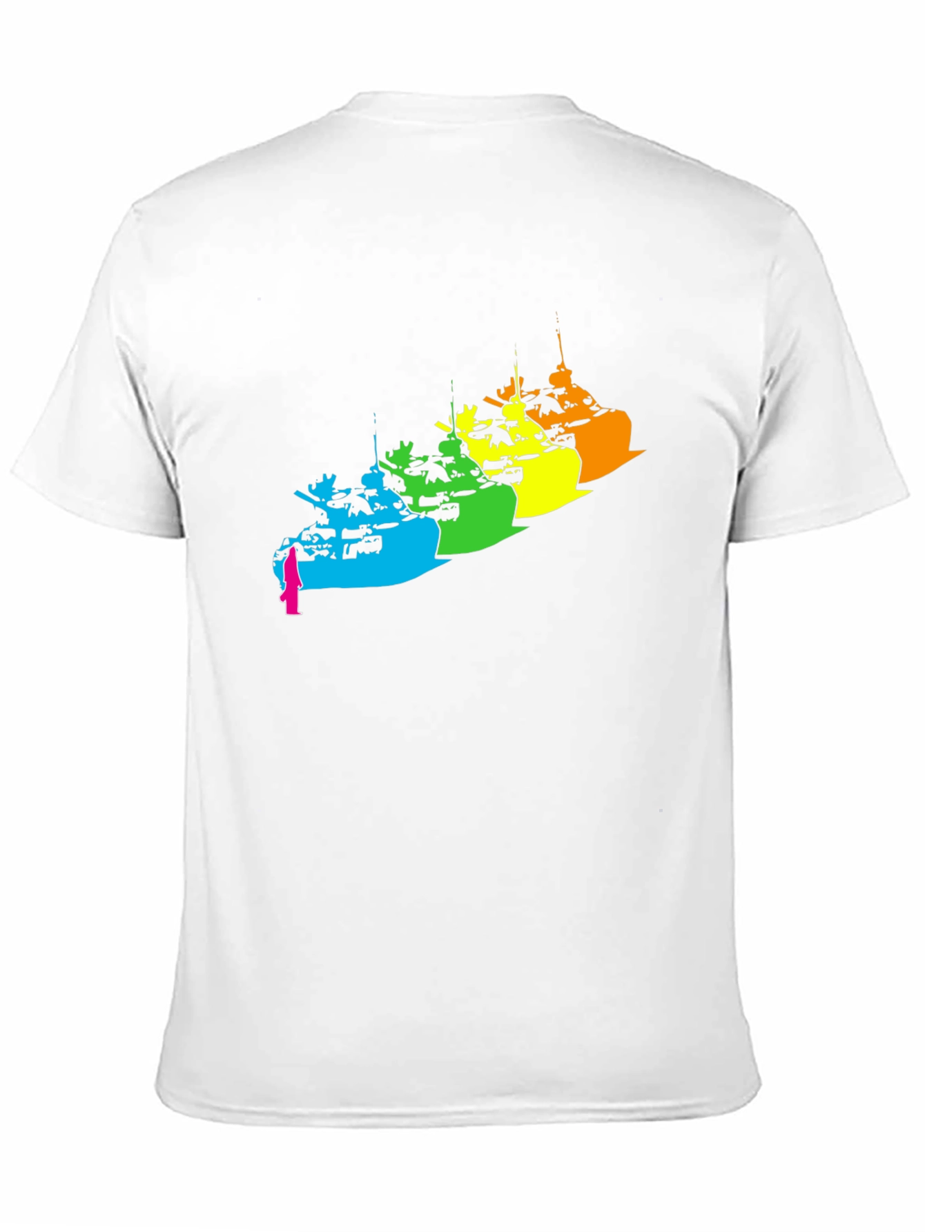 Rainbow Tank Graphic Tee - Modern Black T-Shirt