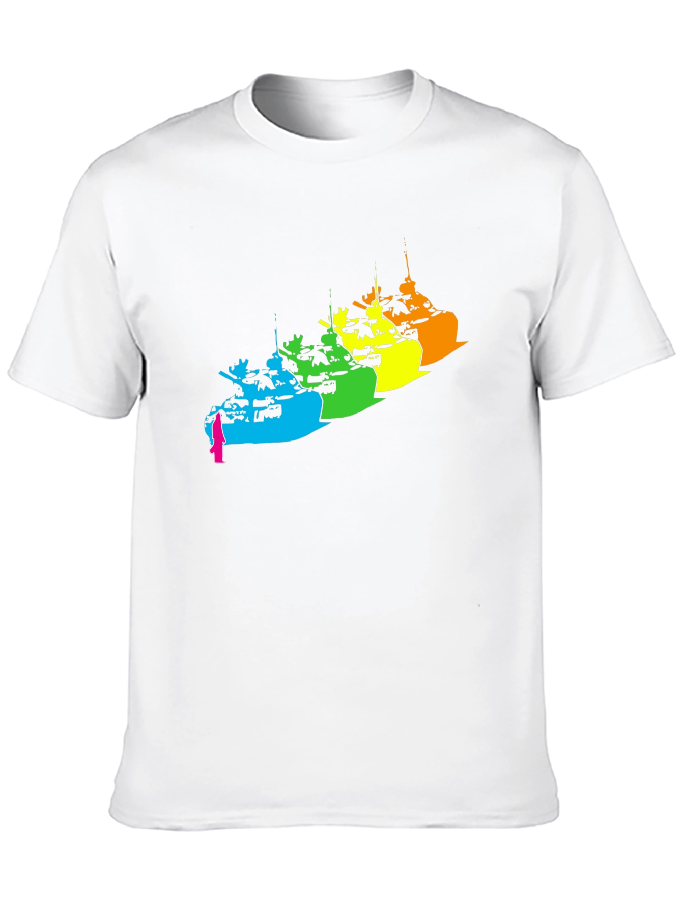 Rainbow Tank Graphic Tee - Modern Black T-Shirt