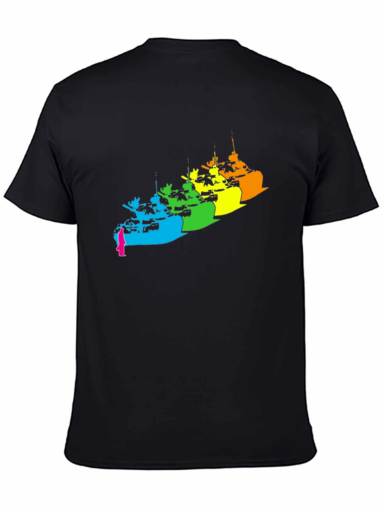 Rainbow Tank Graphic Tee - Modern Black T-Shirt