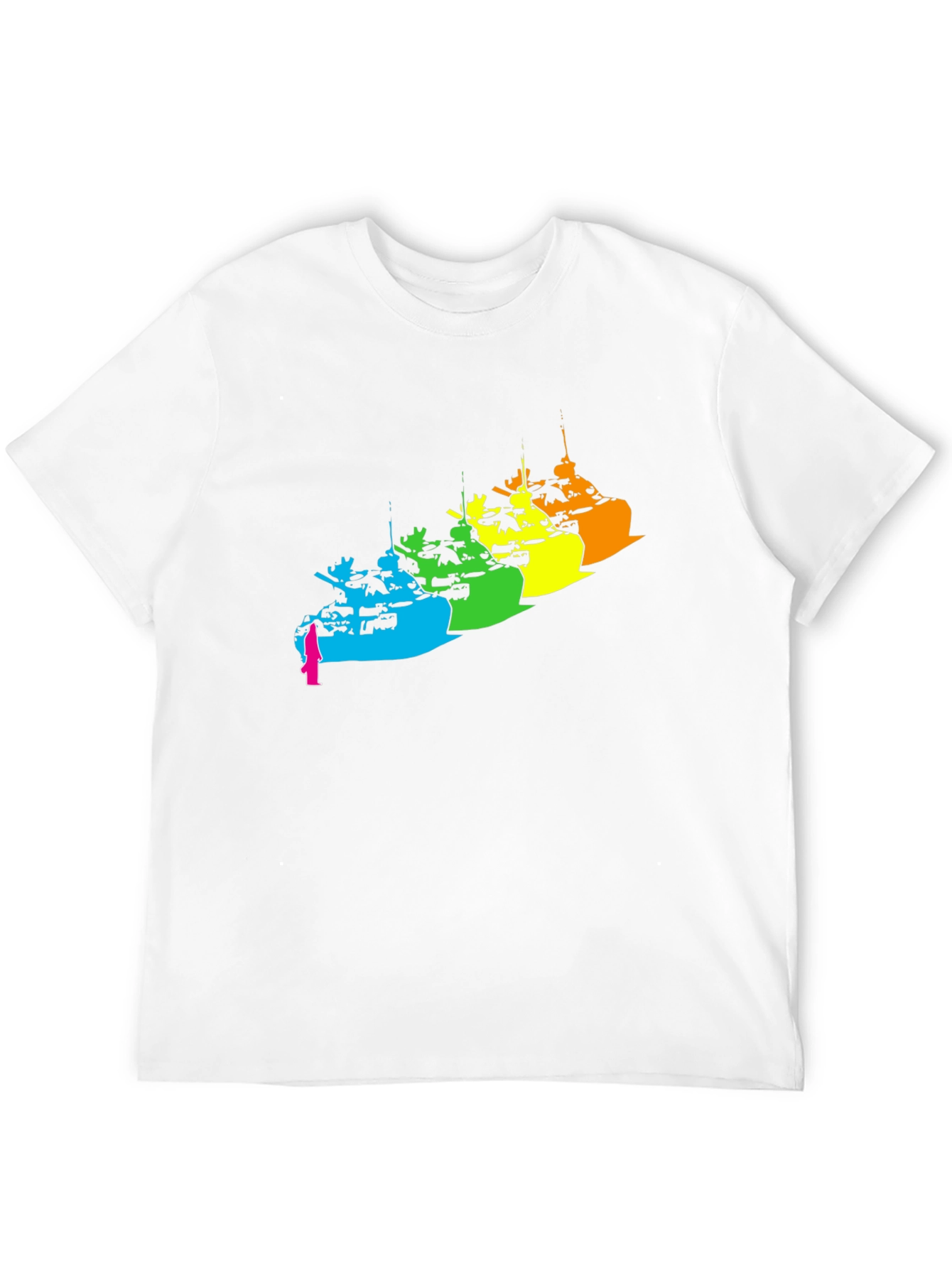 Rainbow Tank Graphic Tee - Modern Black T-Shirt