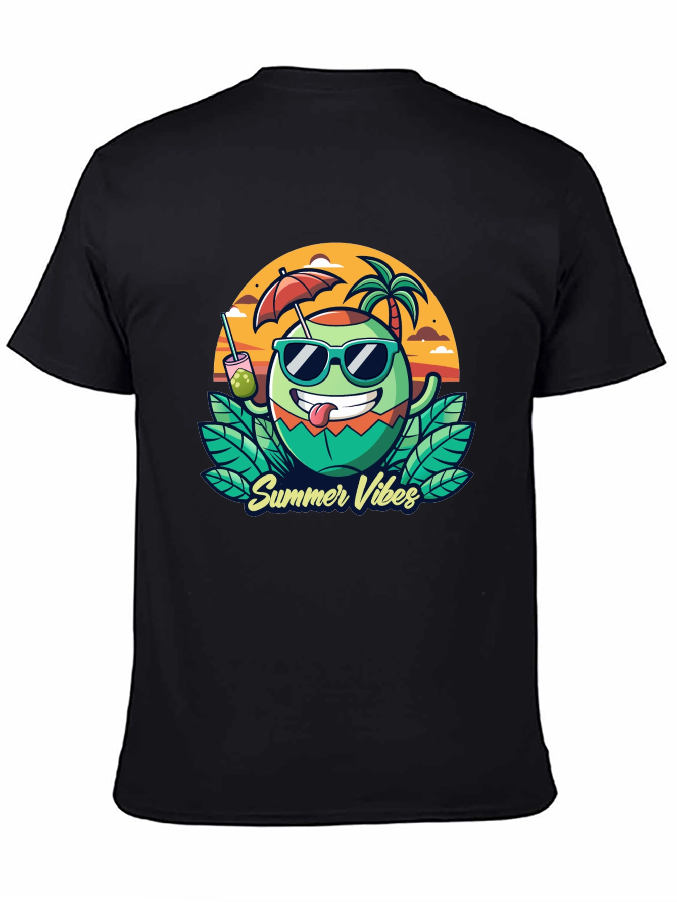 Summer Vibes T-Shirt - Coconut Cartoon Graphic Tee