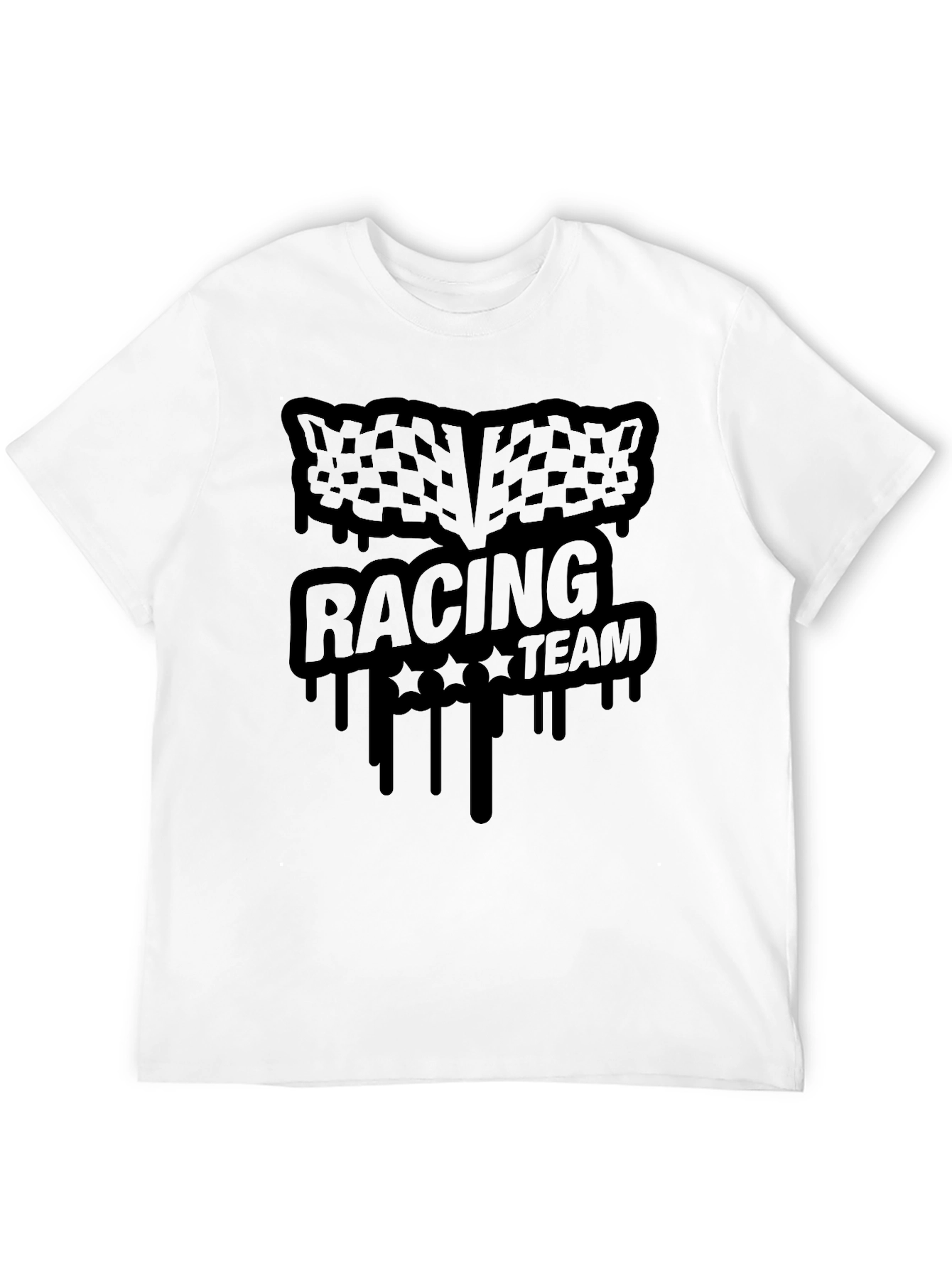 Racing Team Graphic Tee - Black Cotton Blend T-Shirt