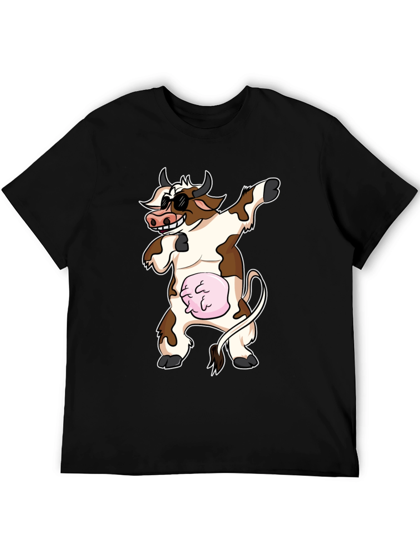 Dabbing Cow Graphic Tee - Funny Cartoon Style