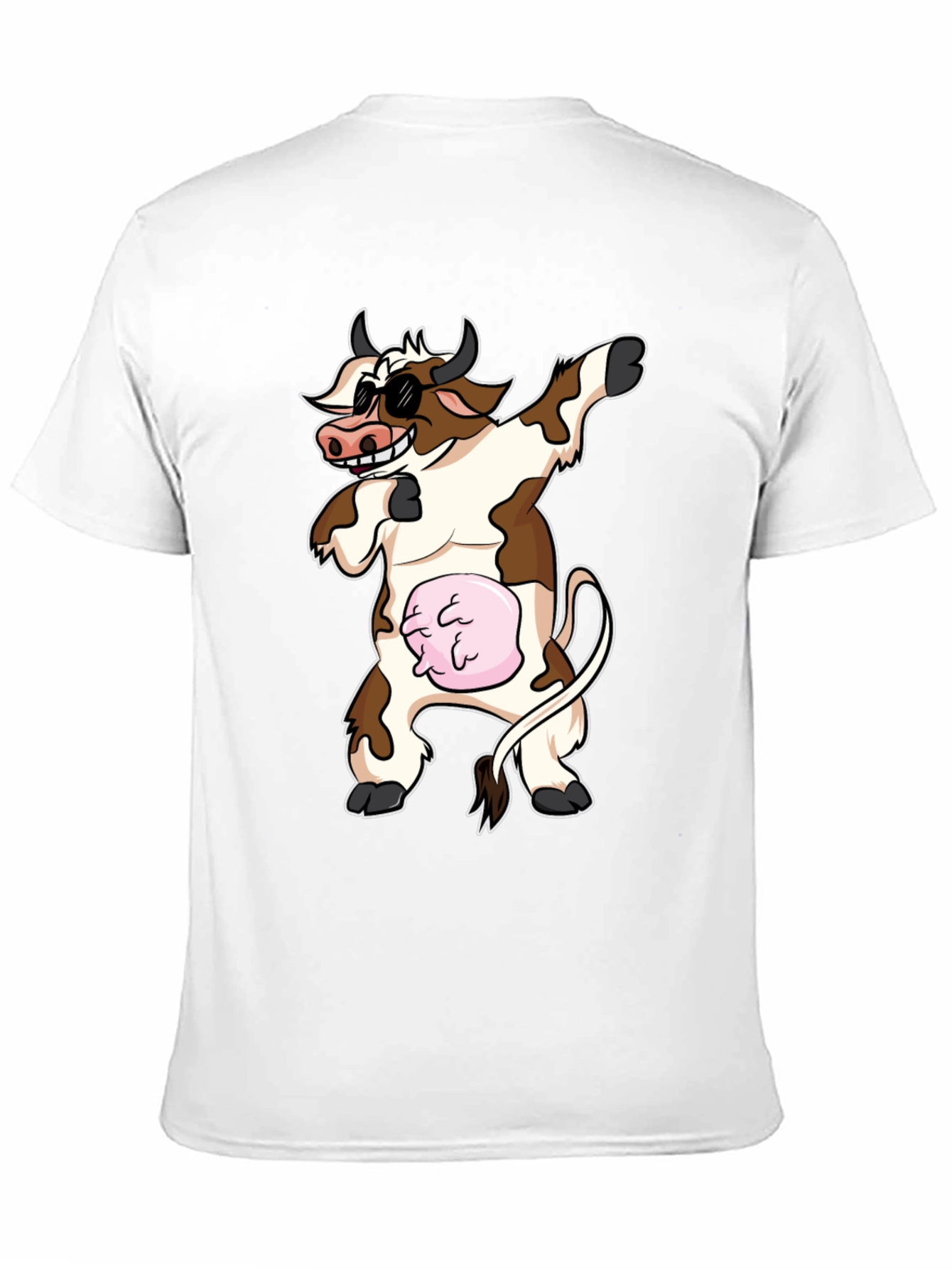 Dabbing Cow Graphic Tee - Funny Cartoon Style