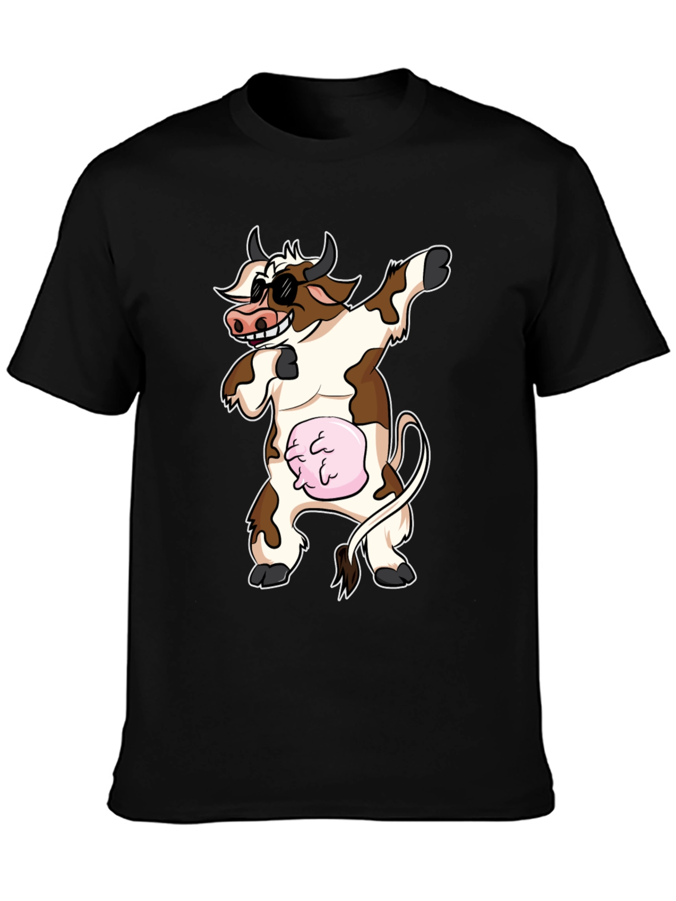 Dabbing Cow Graphic Tee - Funny Cartoon Style