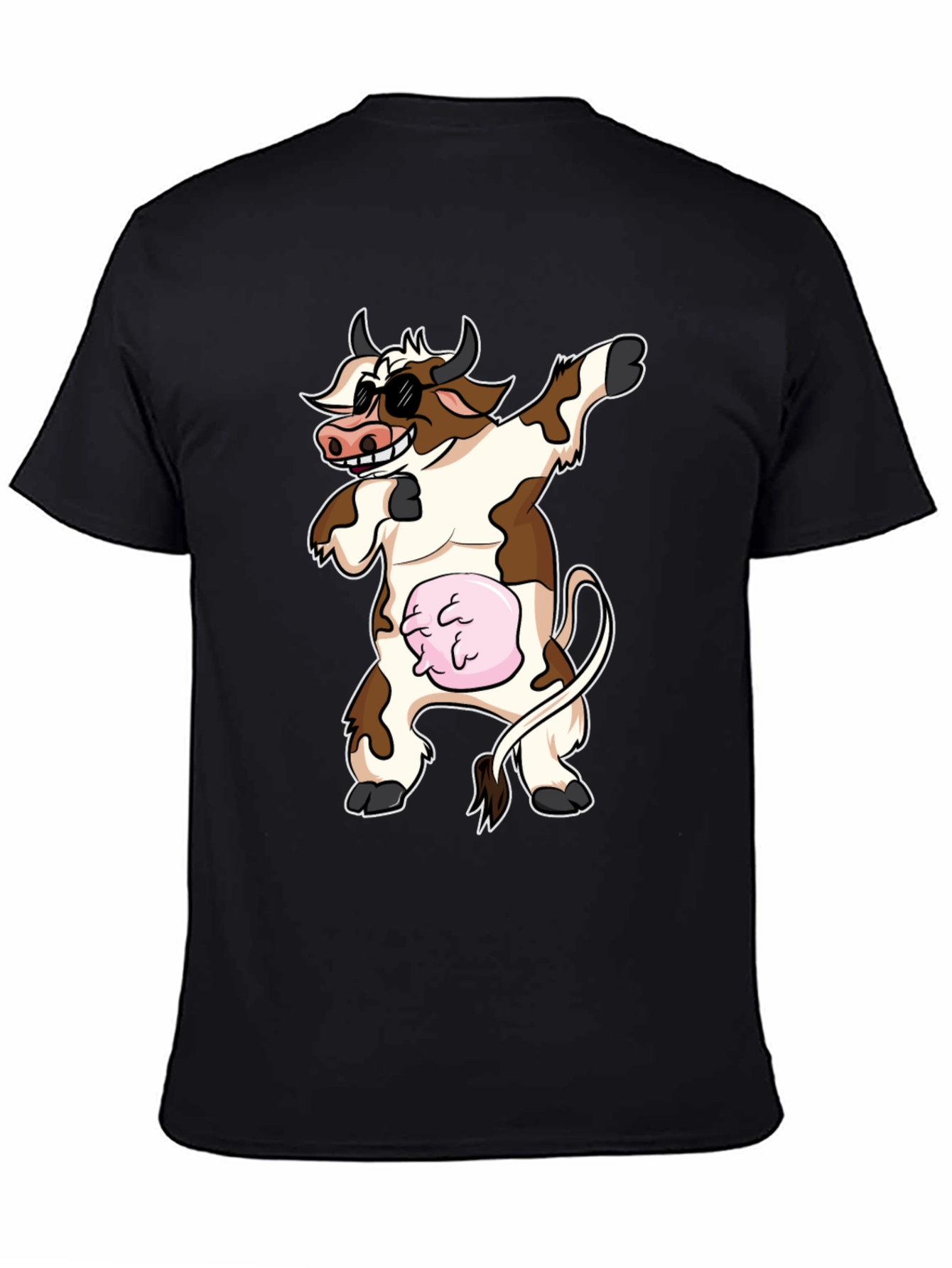 Dabbing Cow Graphic Tee - Funny Cartoon Style