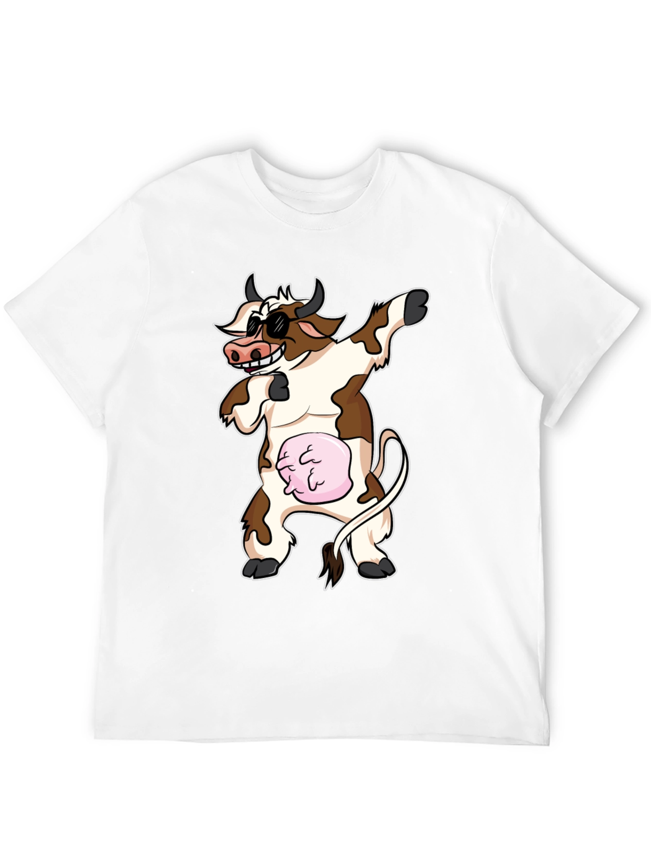 Dabbing Cow Graphic Tee - Funny Cartoon Style