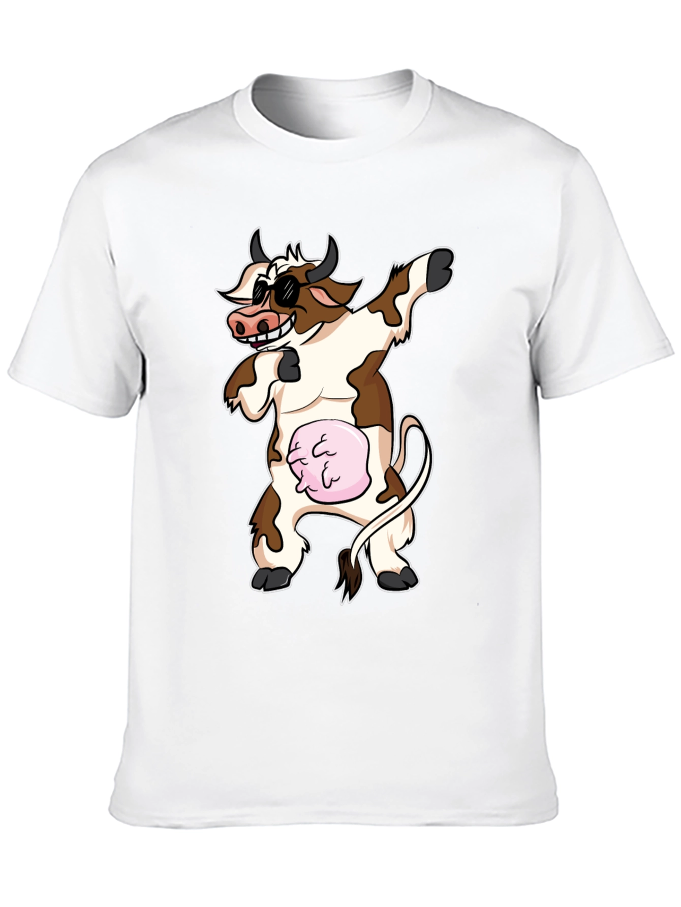 Dabbing Cow Graphic Tee - Funny Cartoon Style