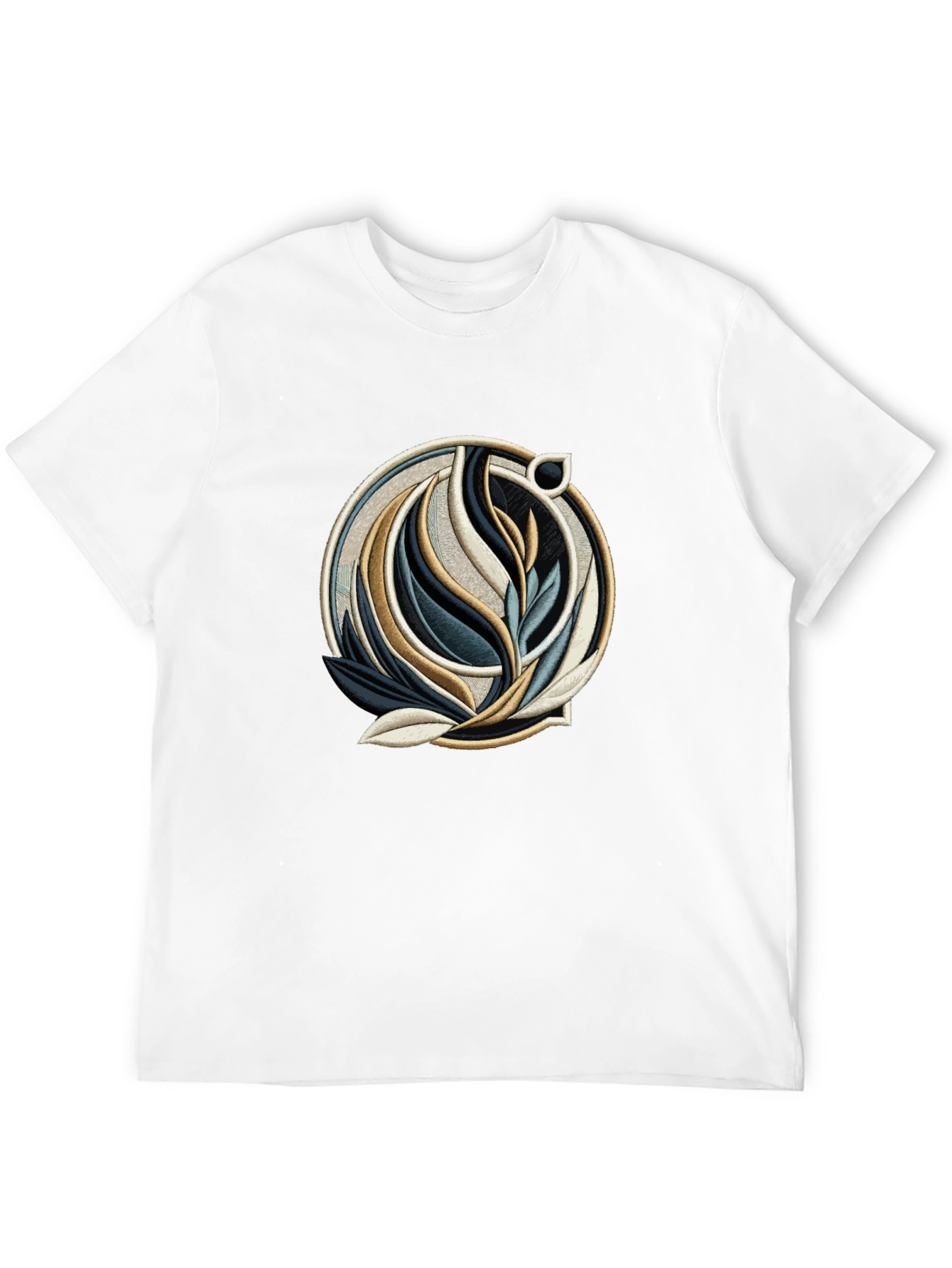 Abstract Floral Emblem Black T-Shirt
