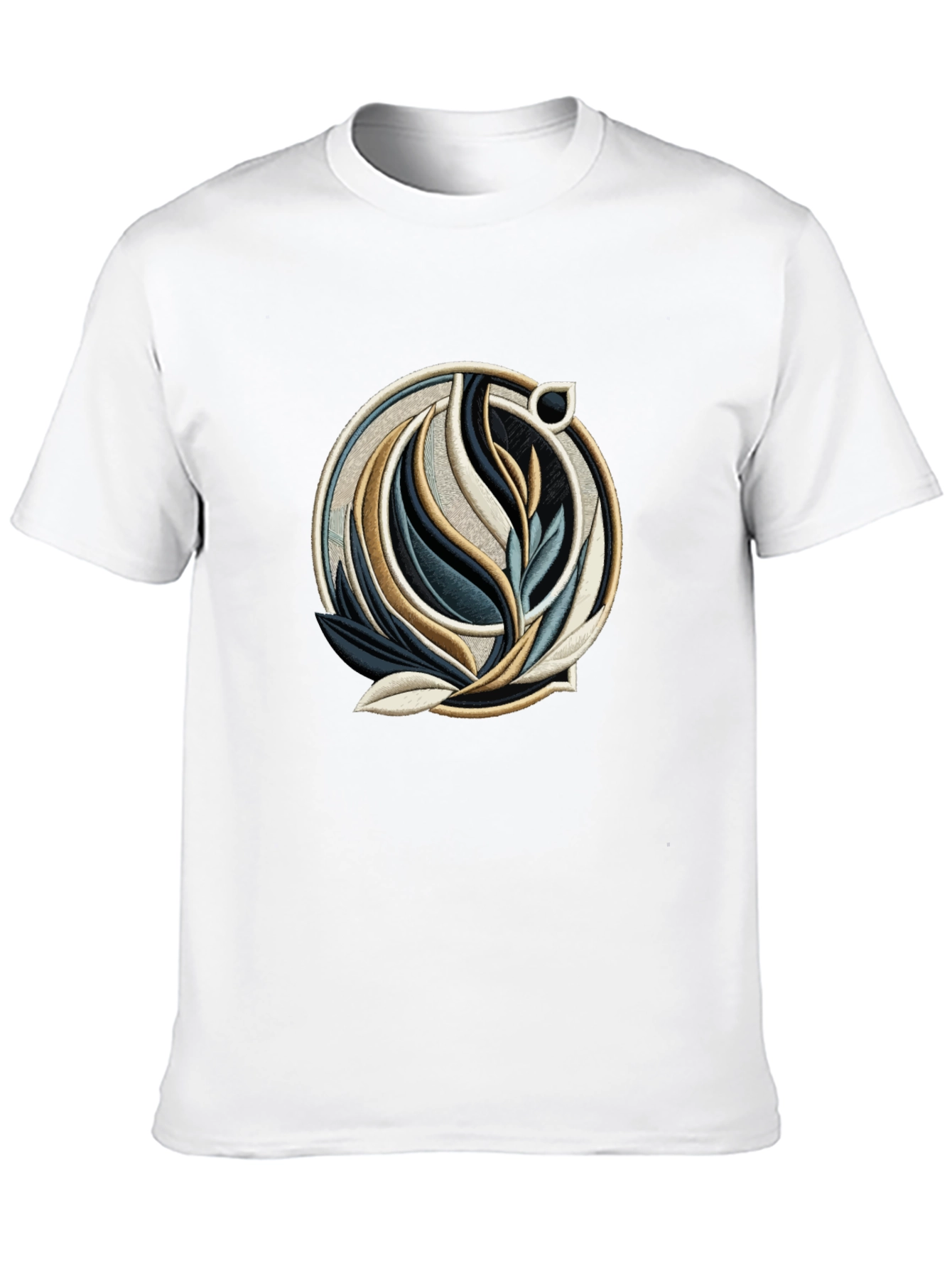 Abstract Floral Emblem Black T-Shirt