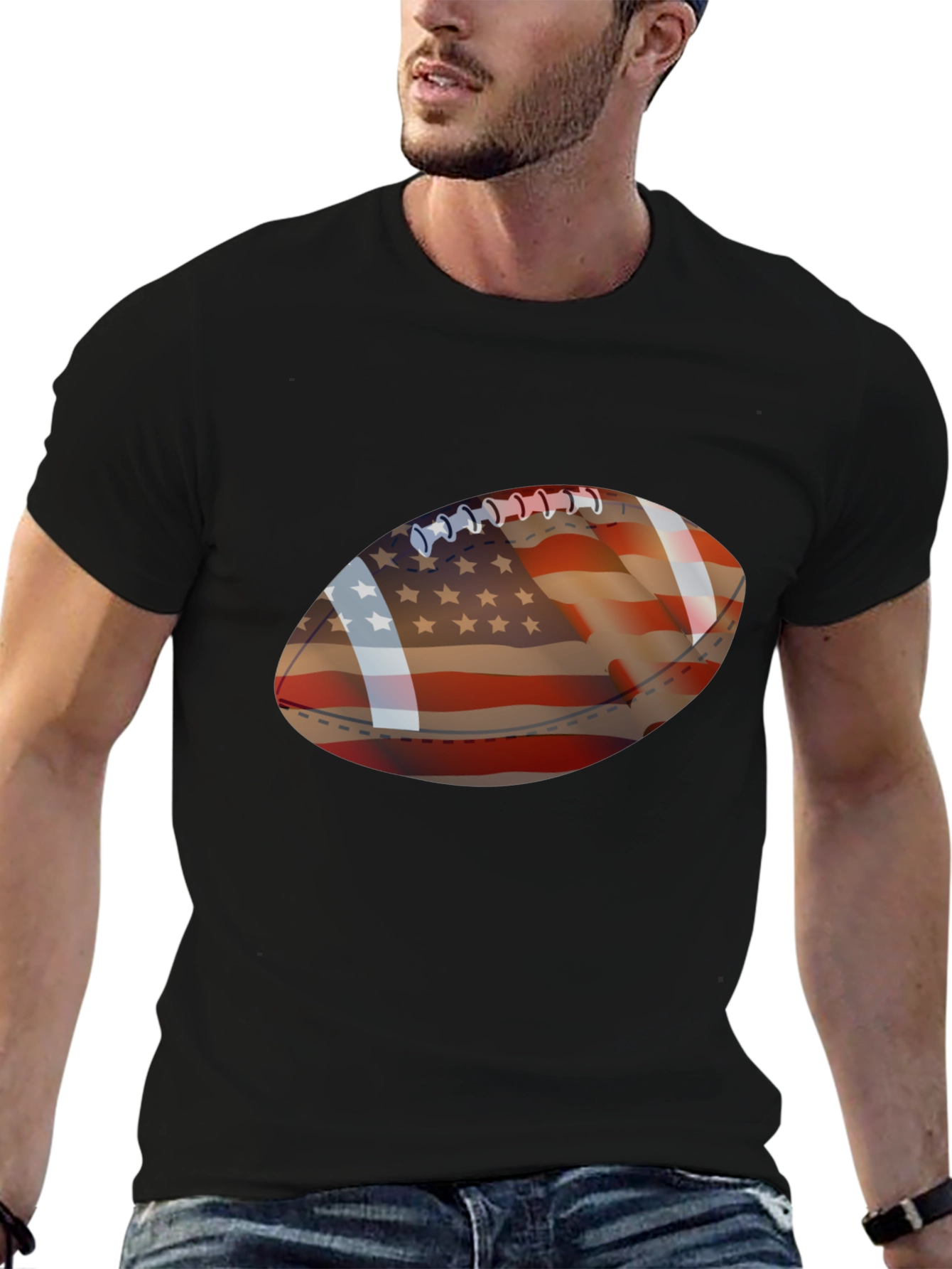 American Flag Football Graphic T-Shirt