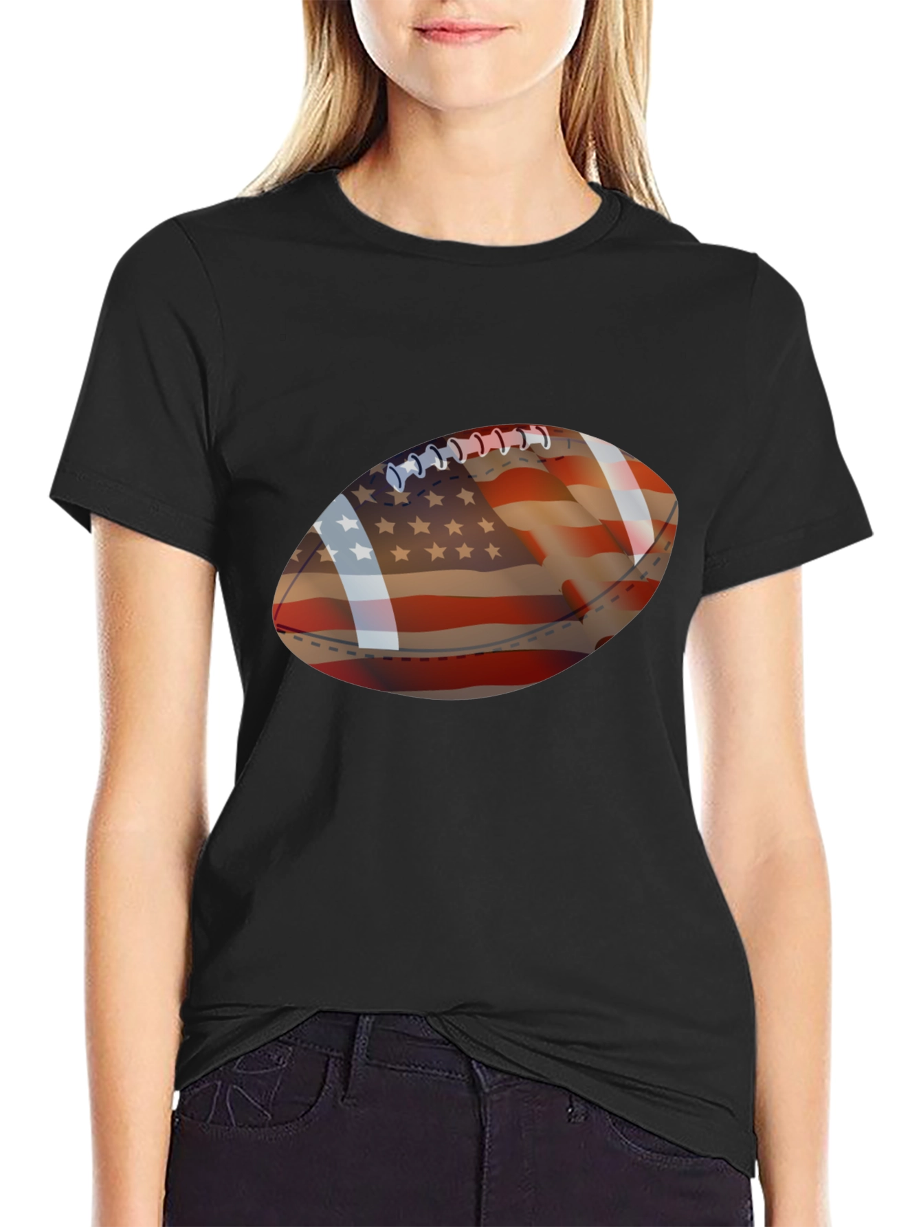 American Flag Football Graphic T-Shirt