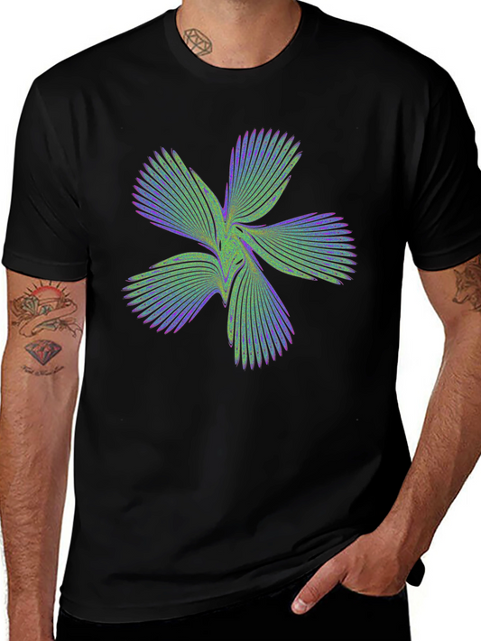 Abstract Flower Graphic Black T-Shirt