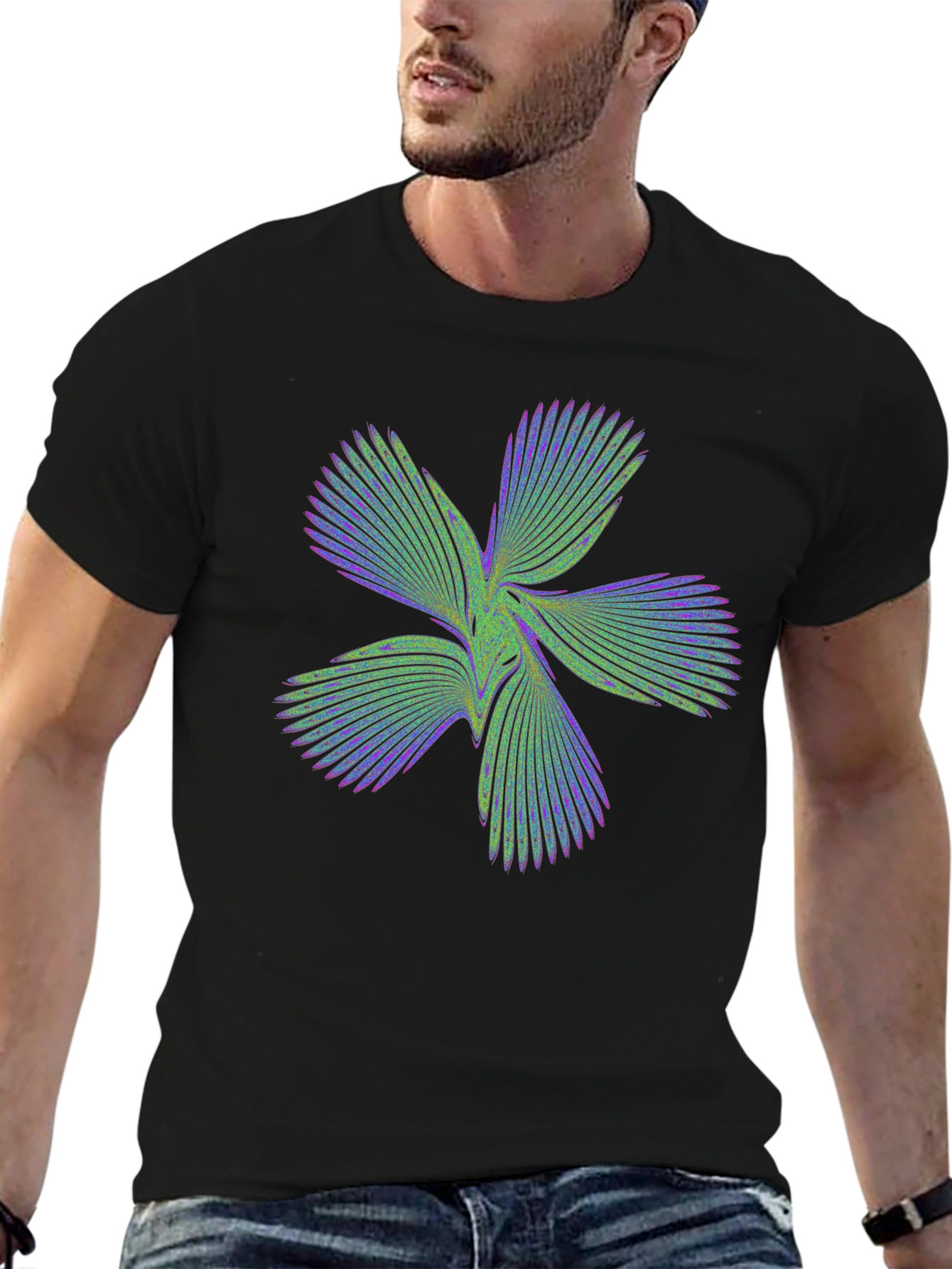 Abstract Flower Graphic Black T-Shirt