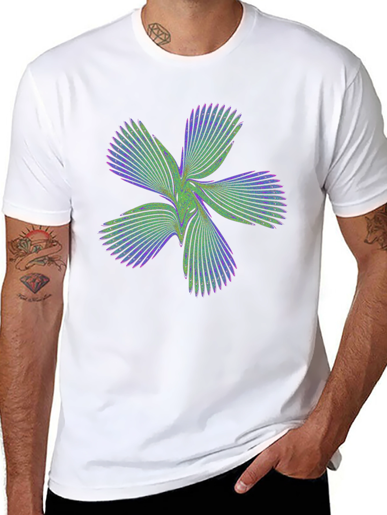 Abstract Flower Graphic Black T-Shirt