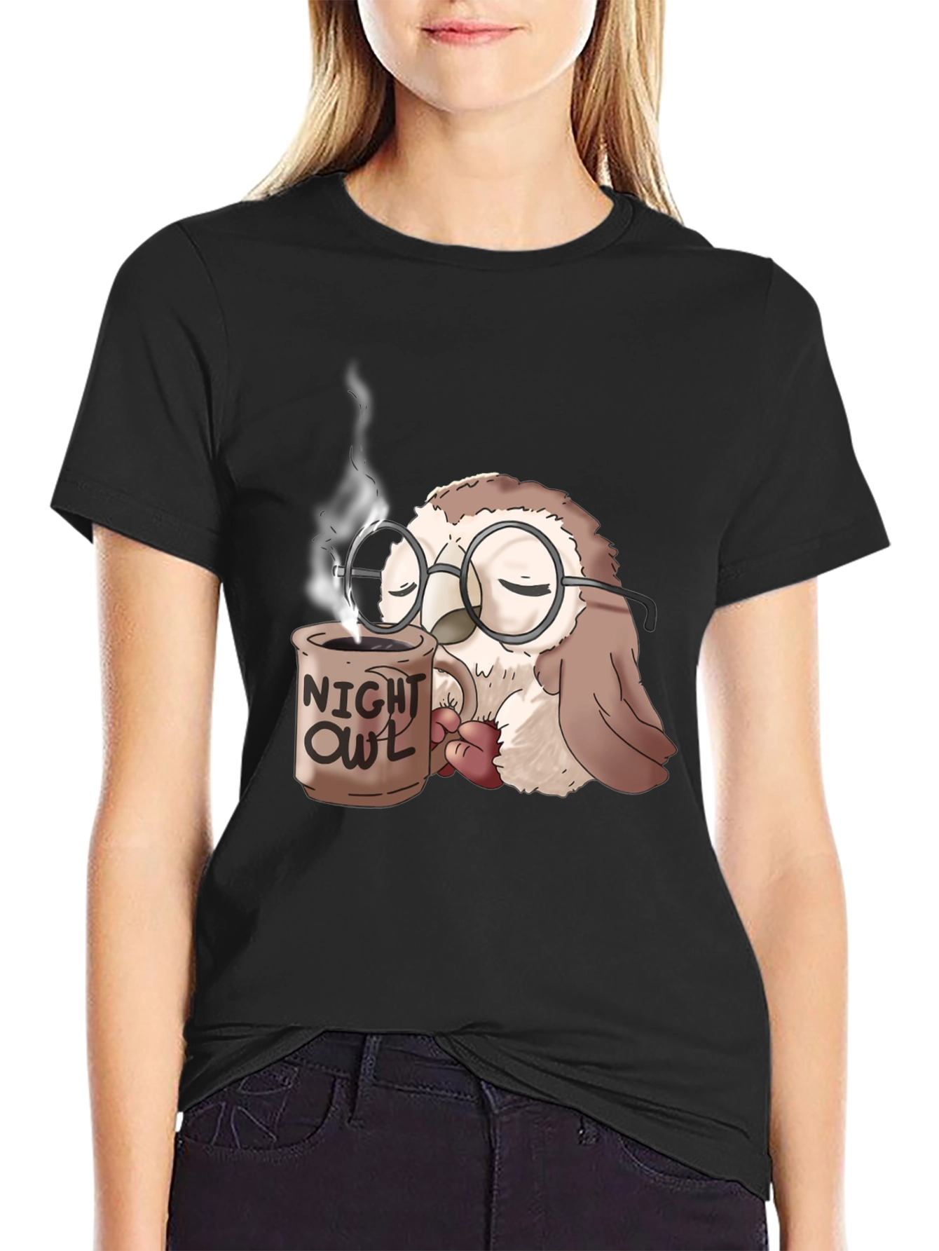 Night Owl Coffee T-Shirt - Funny Sleepy Owl Tee