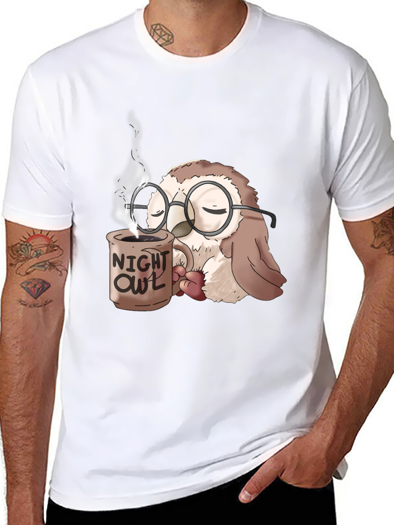Night Owl Coffee T-Shirt - Funny Sleepy Owl Tee