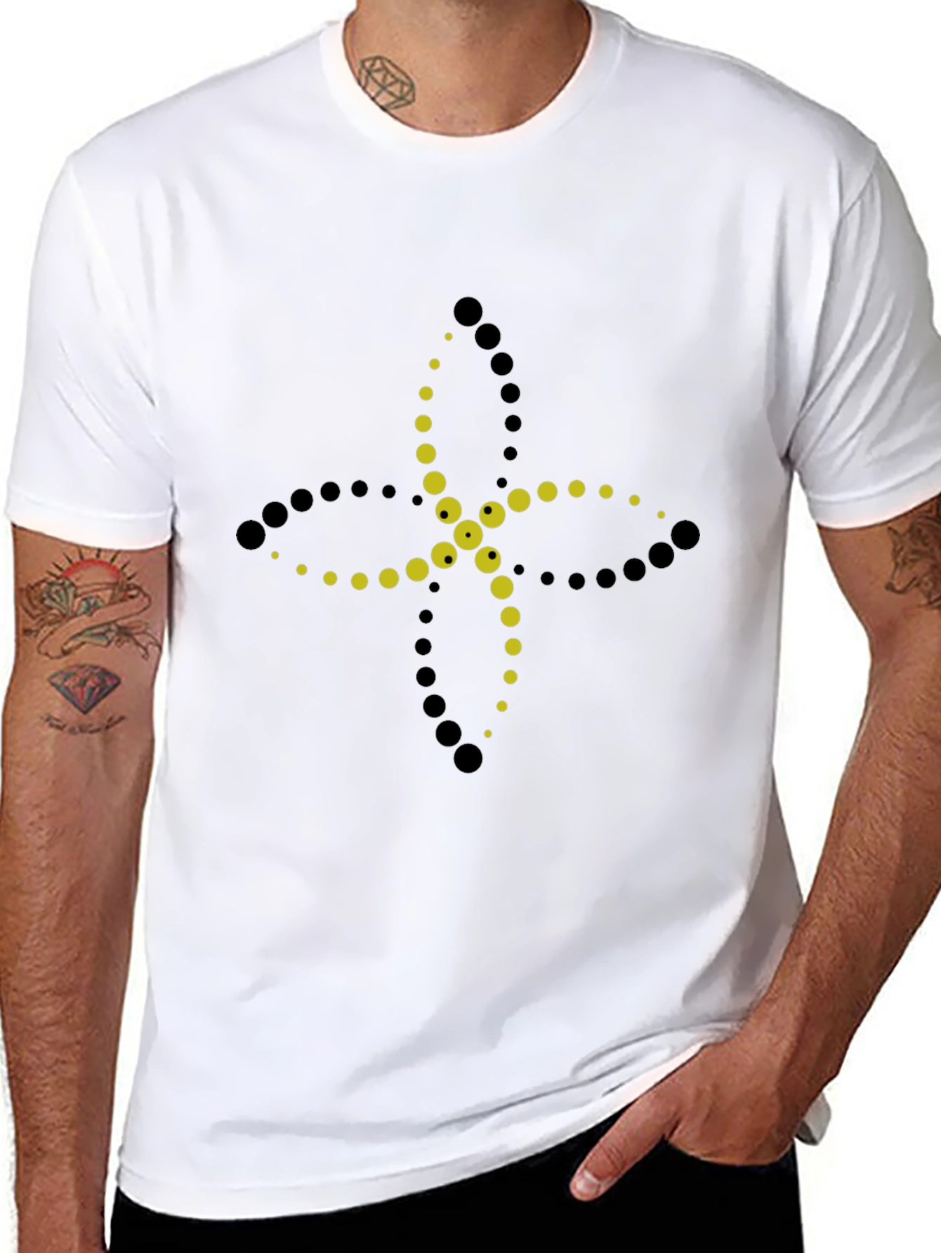 Abstract Flower Graphic Black Tee