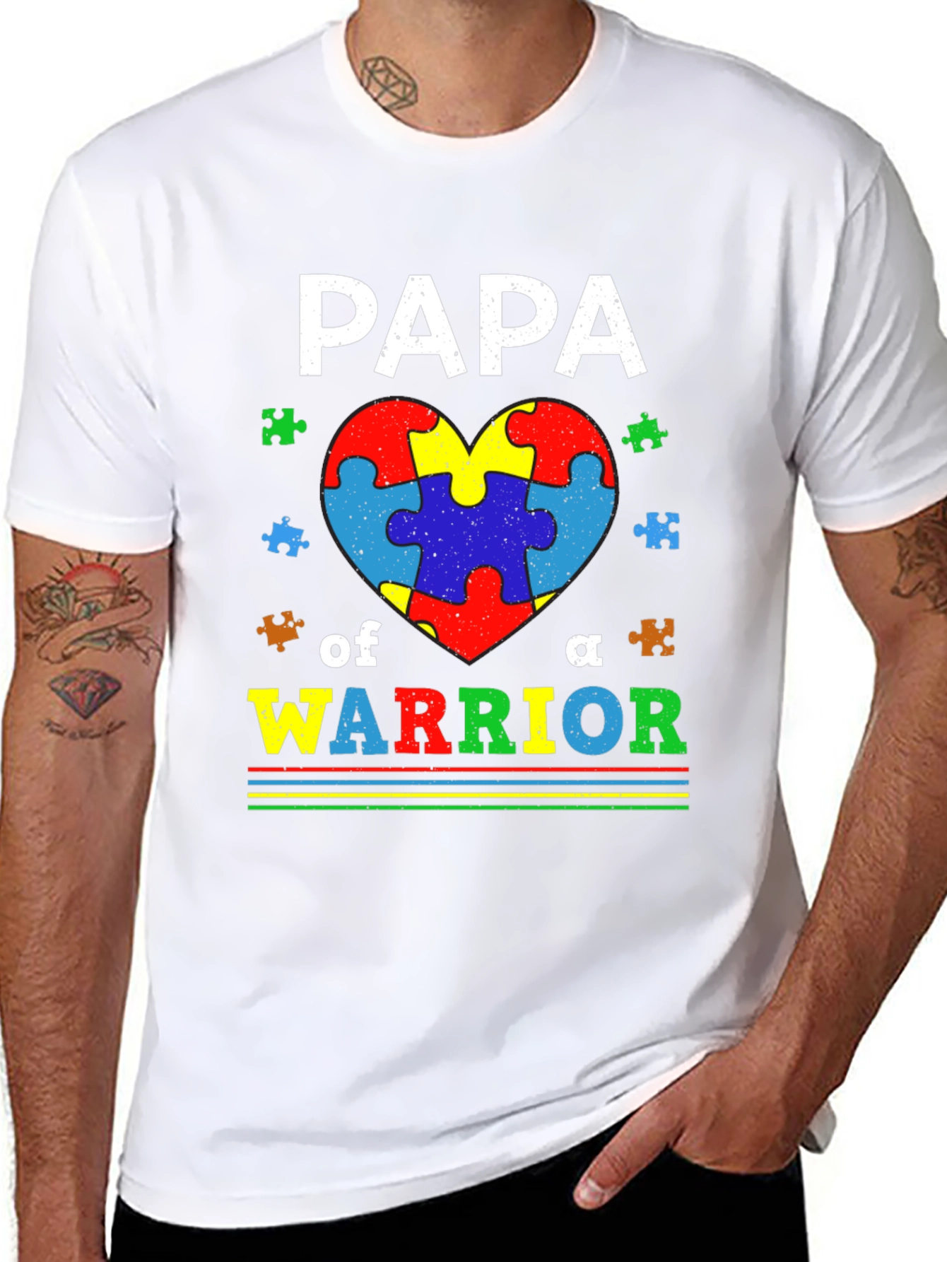 Papa of a Warrior Autism Awareness T-Shirt