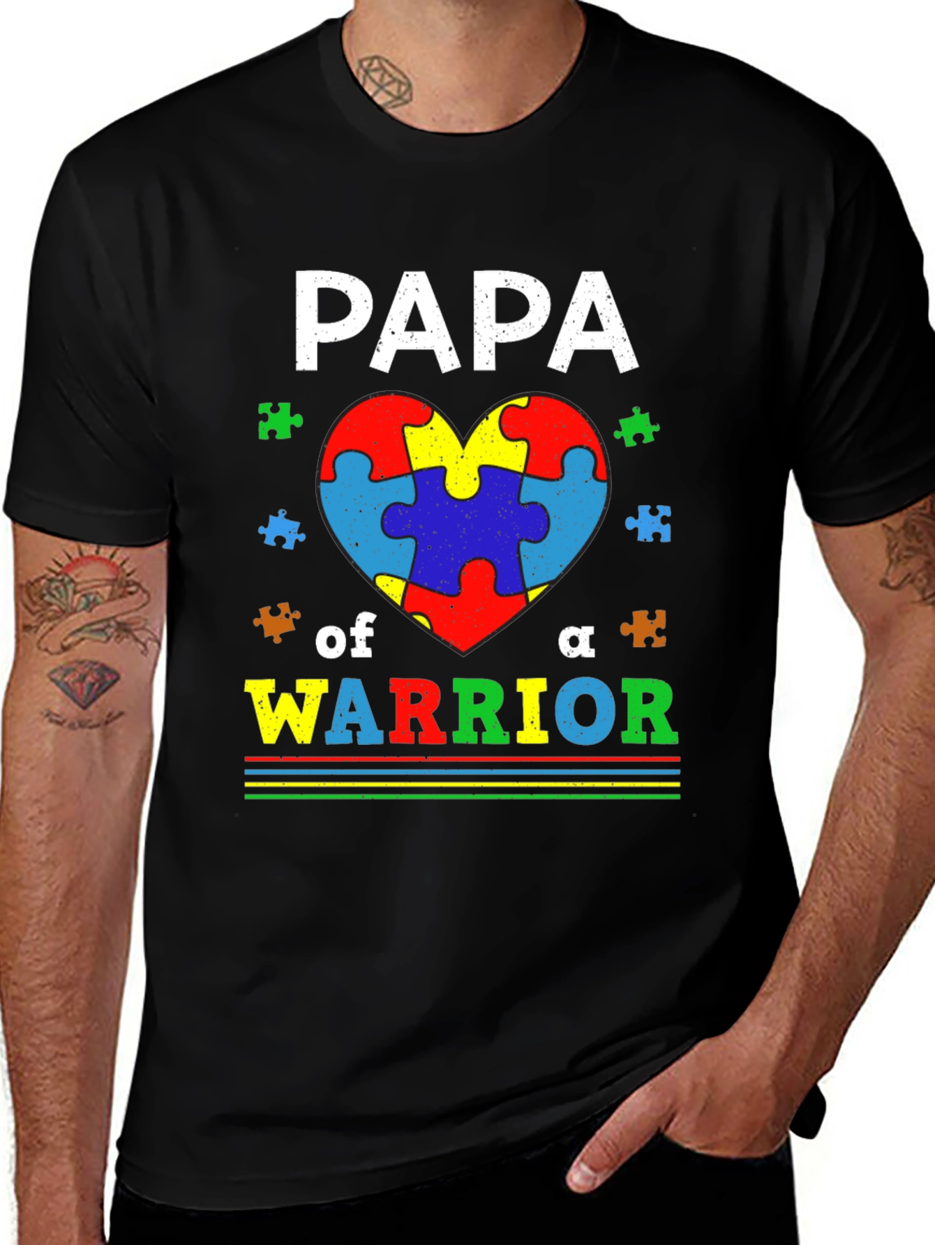 Papa of a Warrior Autism Awareness T-Shirt