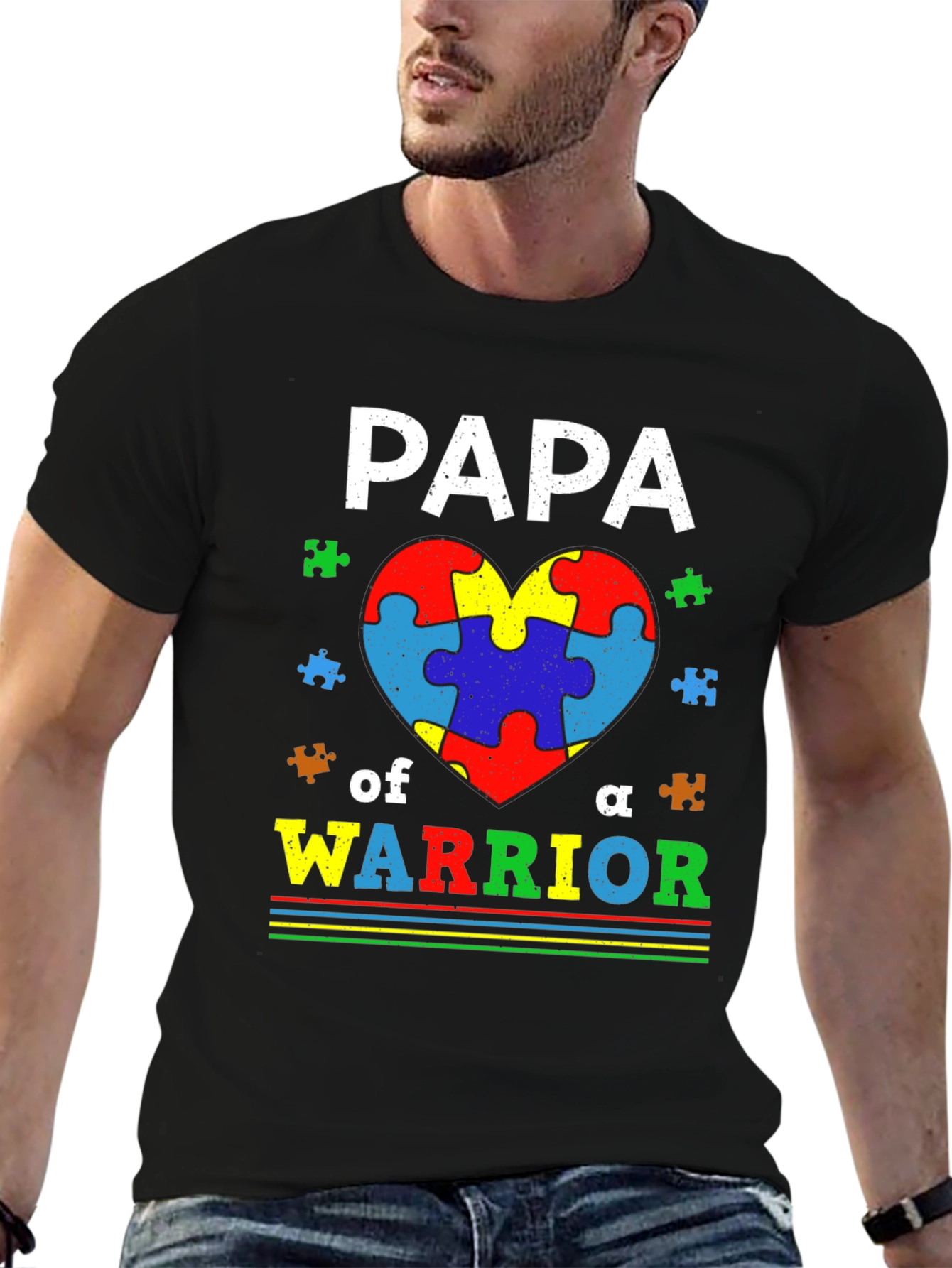 Papa of a Warrior Autism Awareness T-Shirt