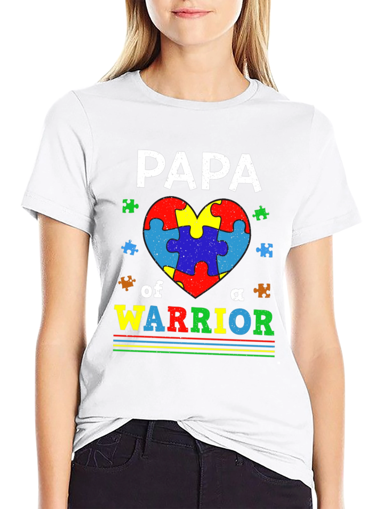 Papa of a Warrior Autism Awareness T-Shirt