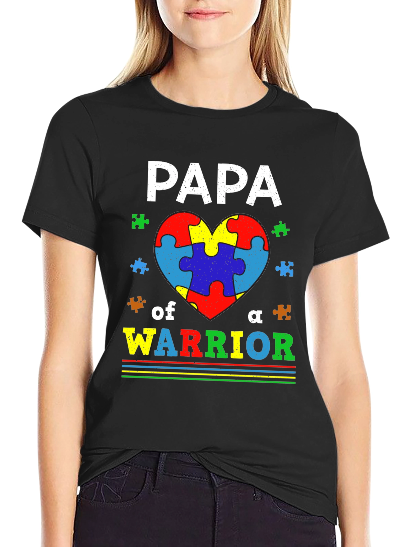 Papa of a Warrior Autism Awareness T-Shirt
