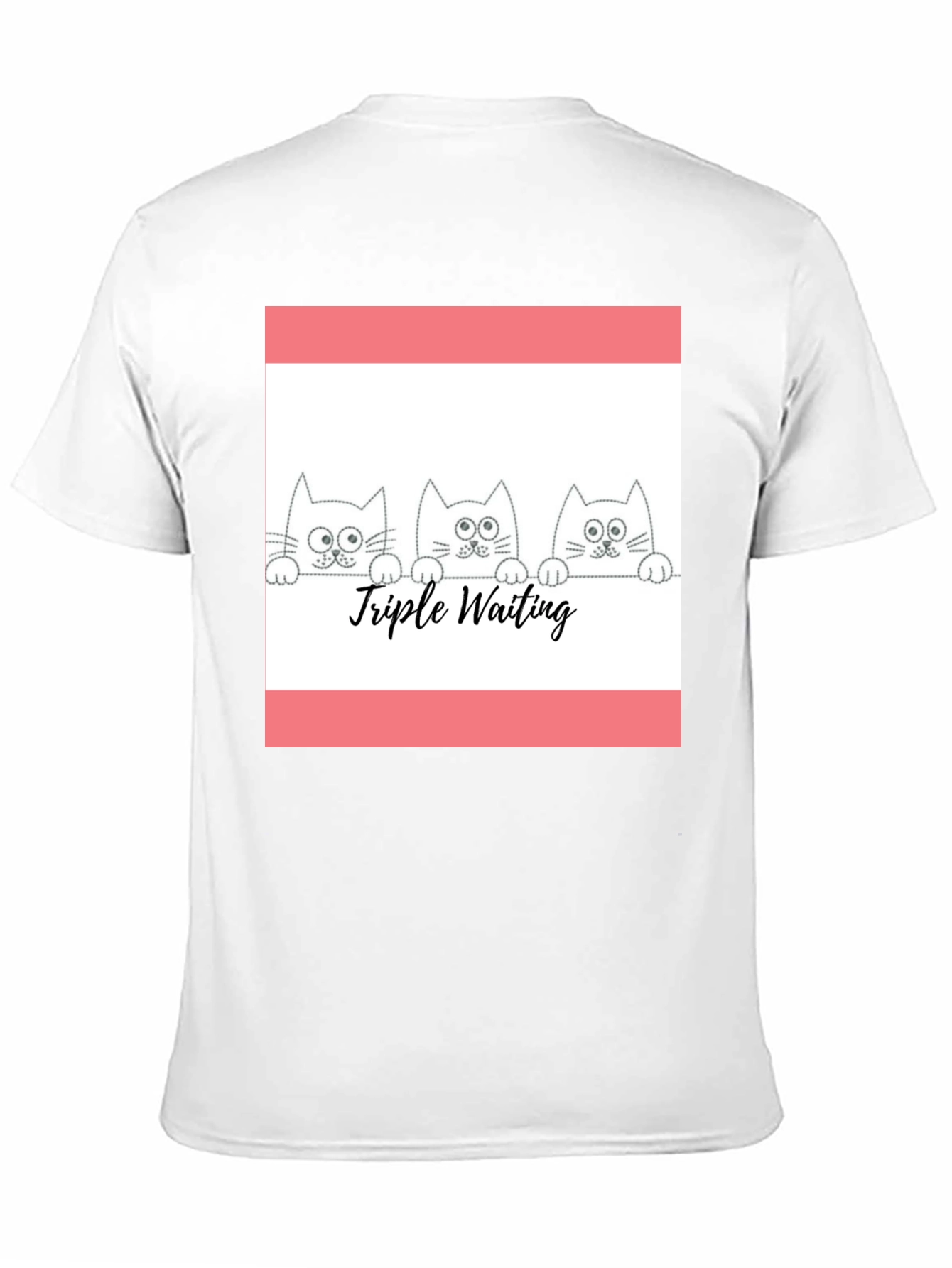Triple Waiting Cats Black T-Shirt - Cute Graphic Tee