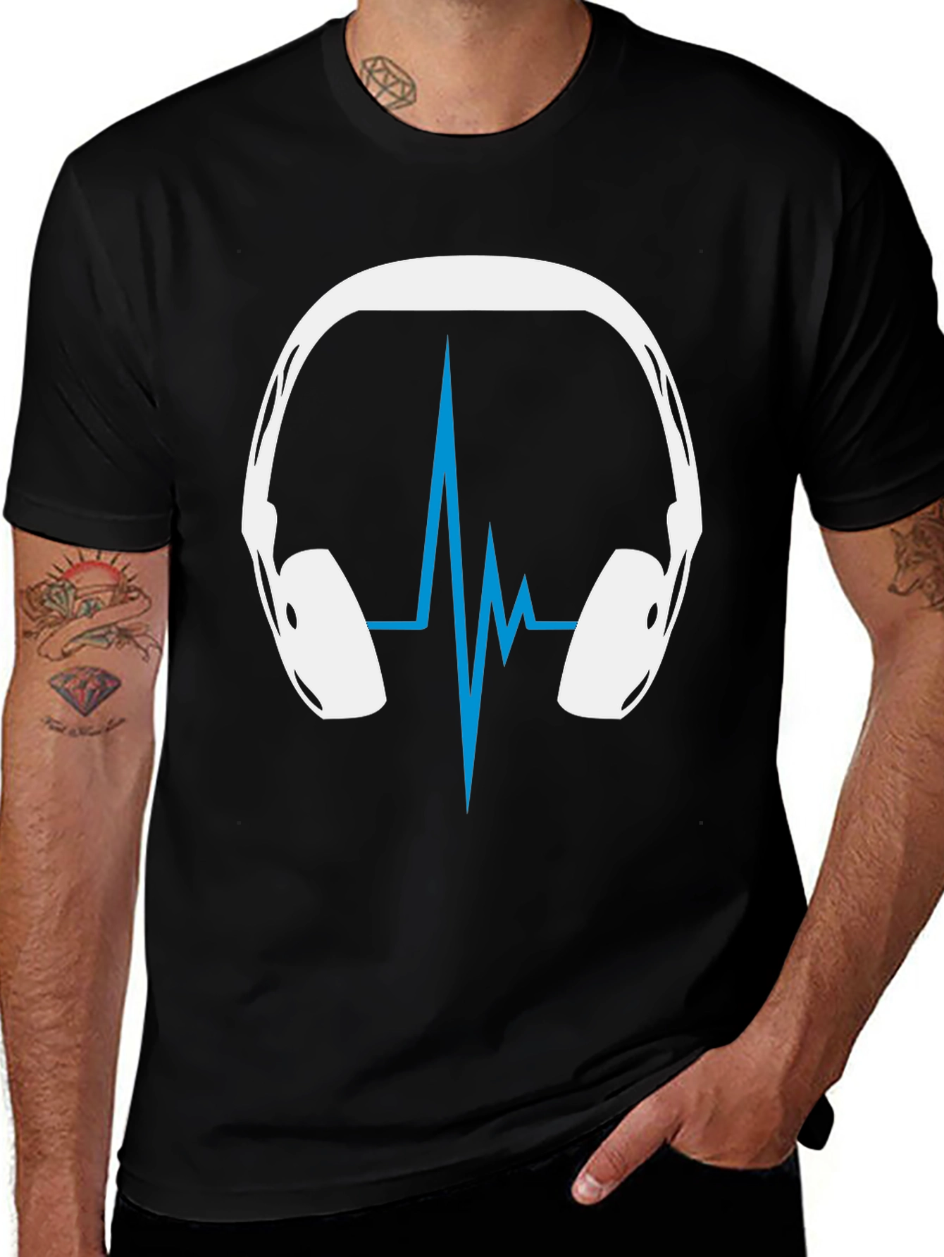 Headphones Heartbeat Graphic Tee - Music Lover Shirt