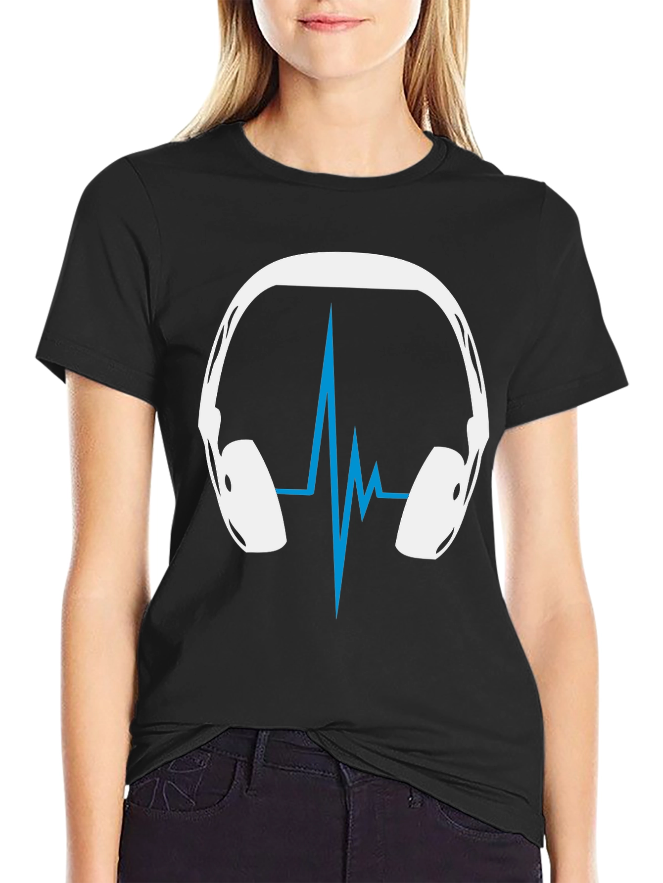 Headphones Heartbeat Graphic Tee - Music Lover Shirt