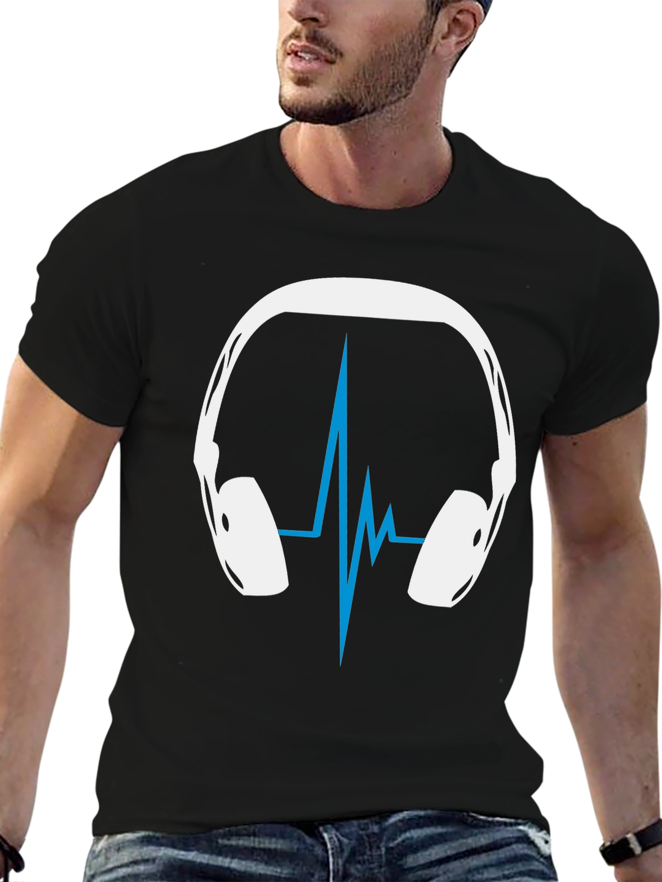 Headphones Heartbeat Graphic Tee - Music Lover Shirt