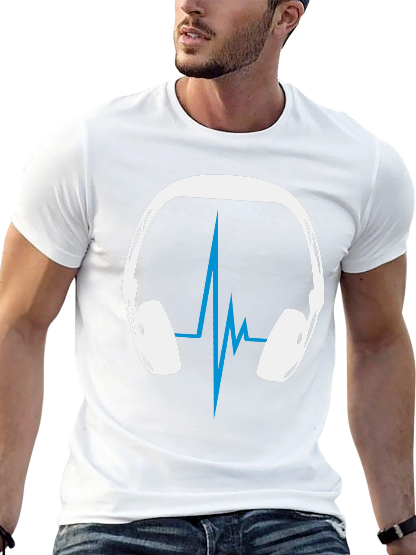 Headphones Heartbeat Graphic Tee - Music Lover Shirt