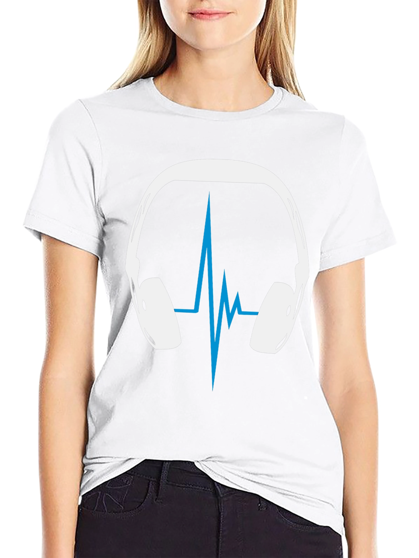 Headphones Heartbeat Graphic Tee - Music Lover Shirt
