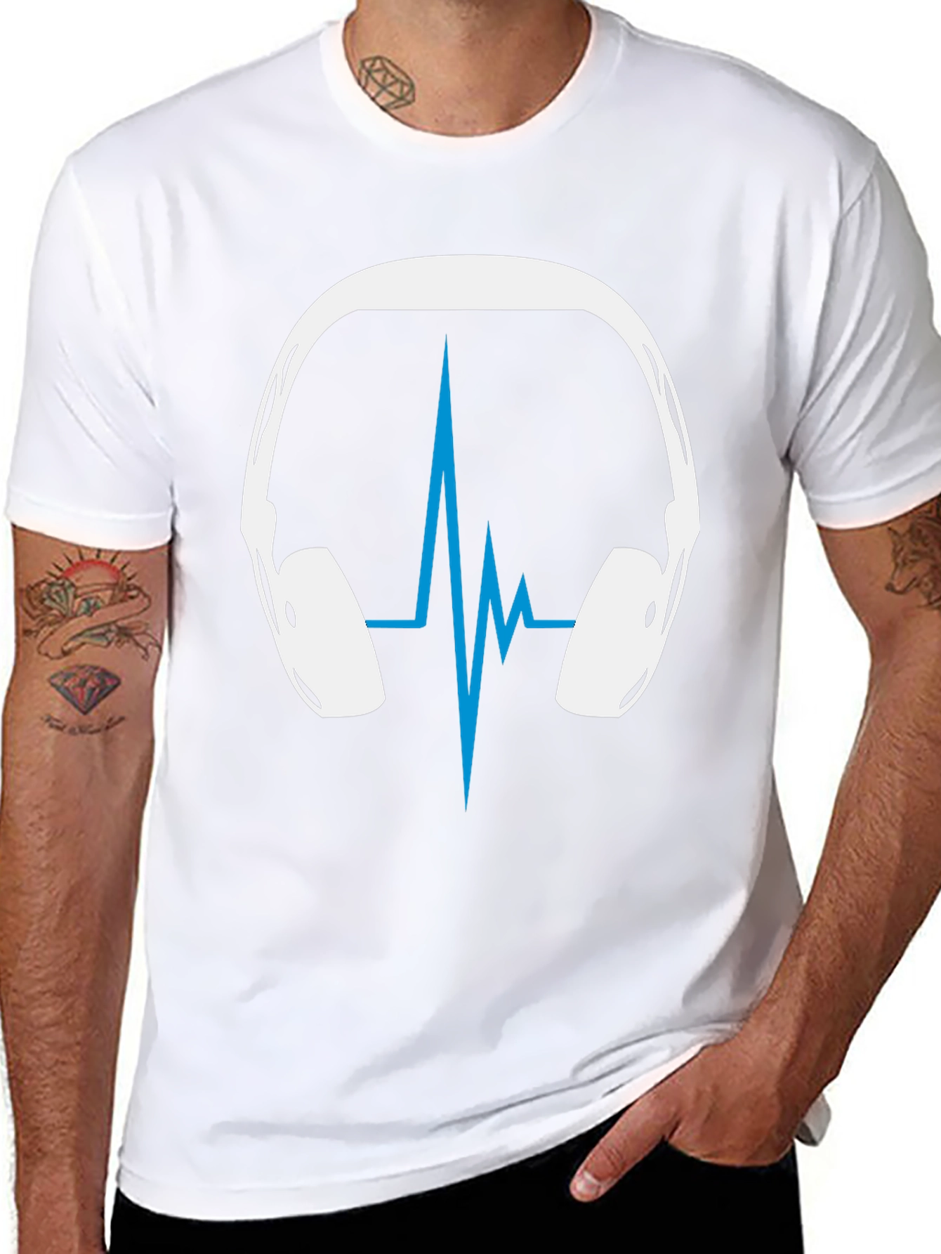 Headphones Heartbeat Graphic Tee - Music Lover Shirt